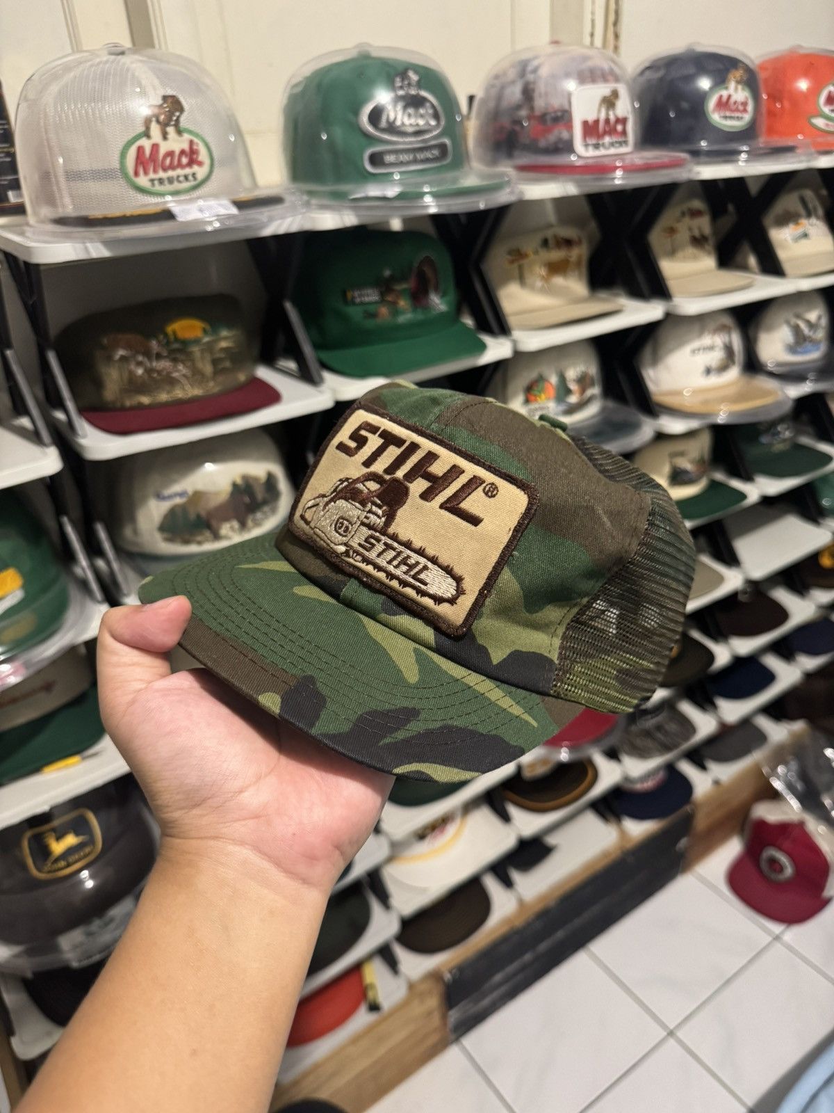 Vintage Vintage STIHL Chainsaw Patch Camo Trucker Hat - K Products Size ONE SIZE - 2 Thumbnail