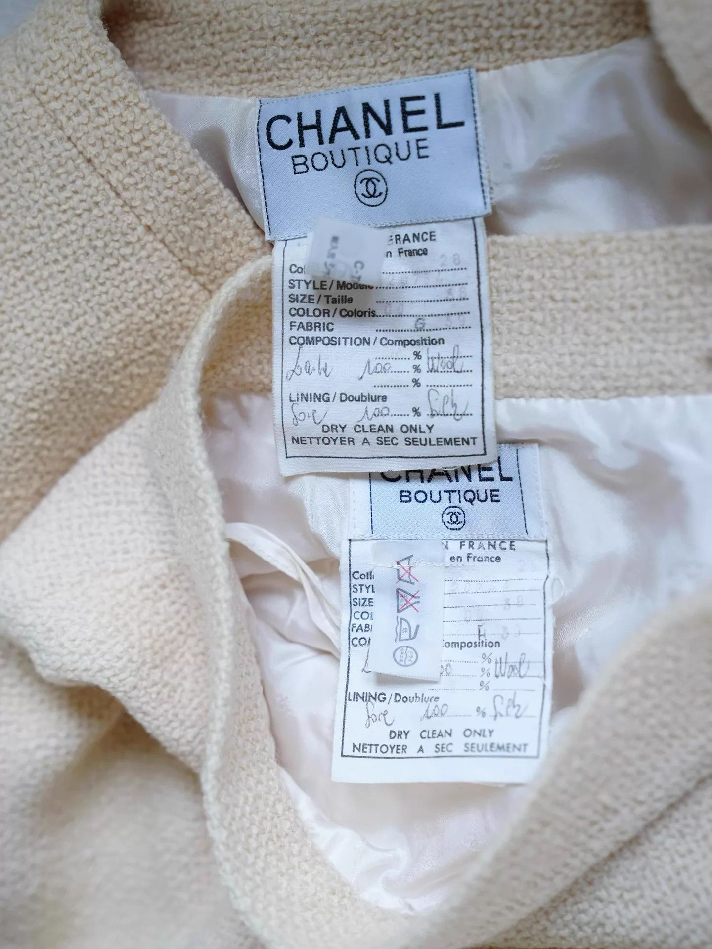 Chanel Chanel 1992 Cream Tweed Suit Skirt Set FR38 Size S / US 4 / IT 40 - 7 Thumbnail