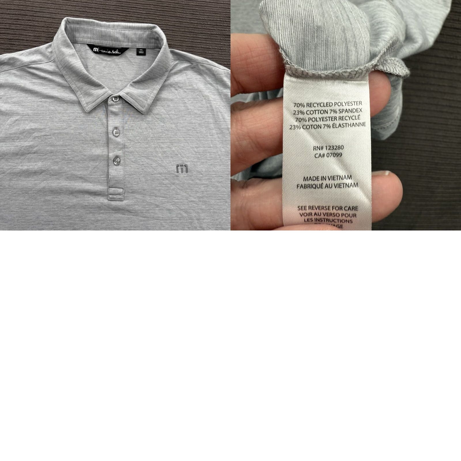 TravisMathew Travis Mathew Polo Shirt Men 2XL Gray Polyester Golf Preppy Shirt Short Sleeve Casual Golfing Outdoors Size US XXL / EU 58 / 5 - 8 Thumbnail