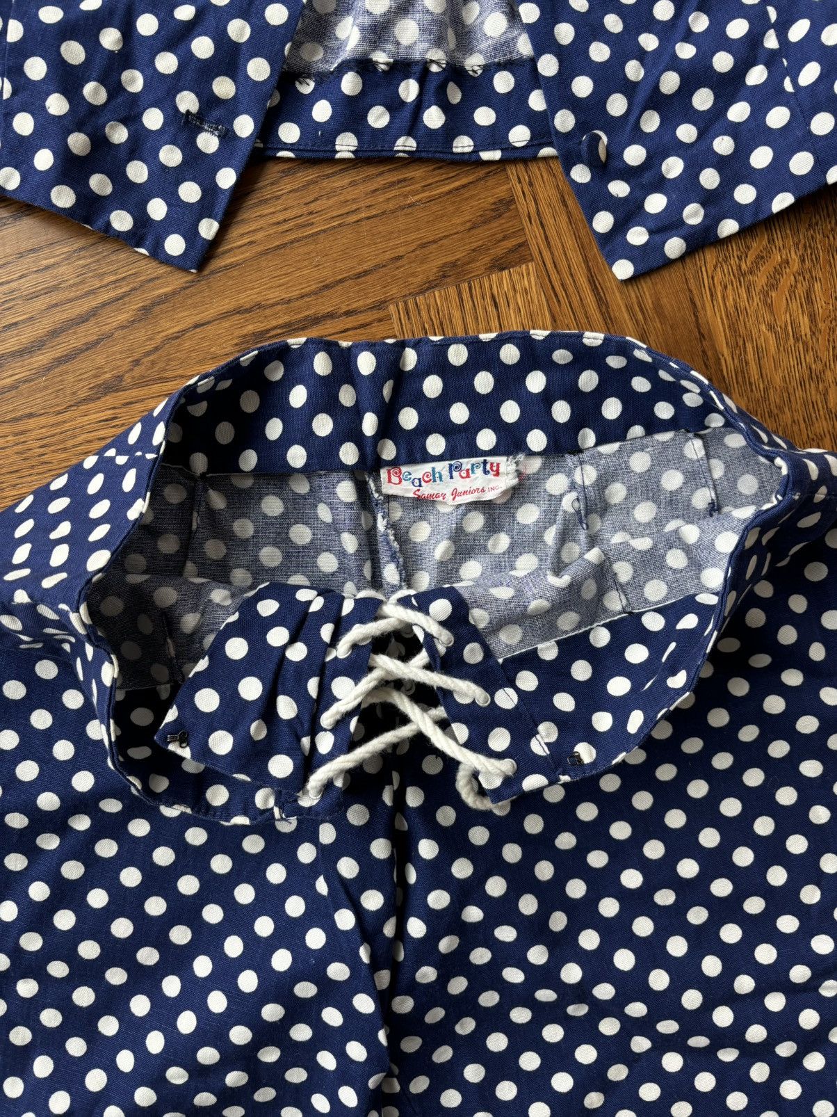 Sears × Vintage 1970s Polka Dot Beach Set 70s Vintage Suit Two Piece Track Size 34S - 7 Thumbnail