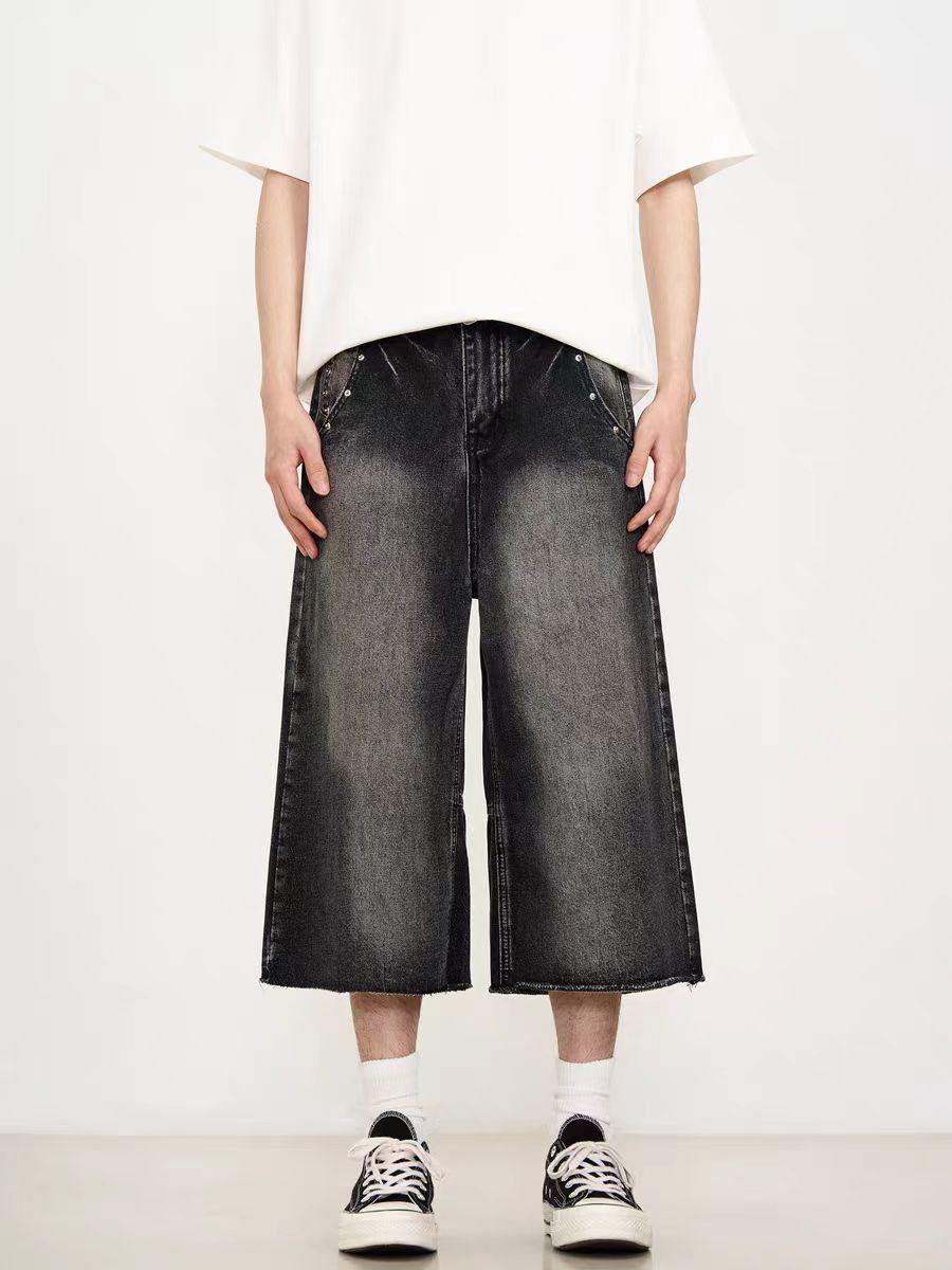 Japanese Brand × Vintage baggy washed retro studded denim shorts Size US 30 / EU 46 - 1 Thumbnail