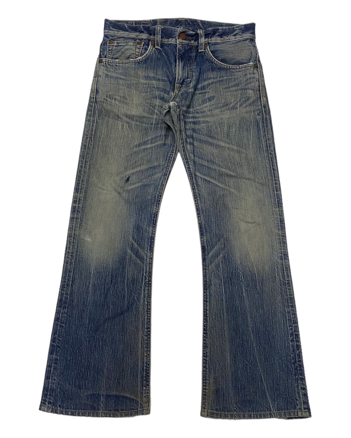Edwin 🔥FLARE JEANS EDWIN 503 BLUE TRIP DISTRESSED DENIM JEANS Size US 32 / EU 48 - 7 Thumbnail