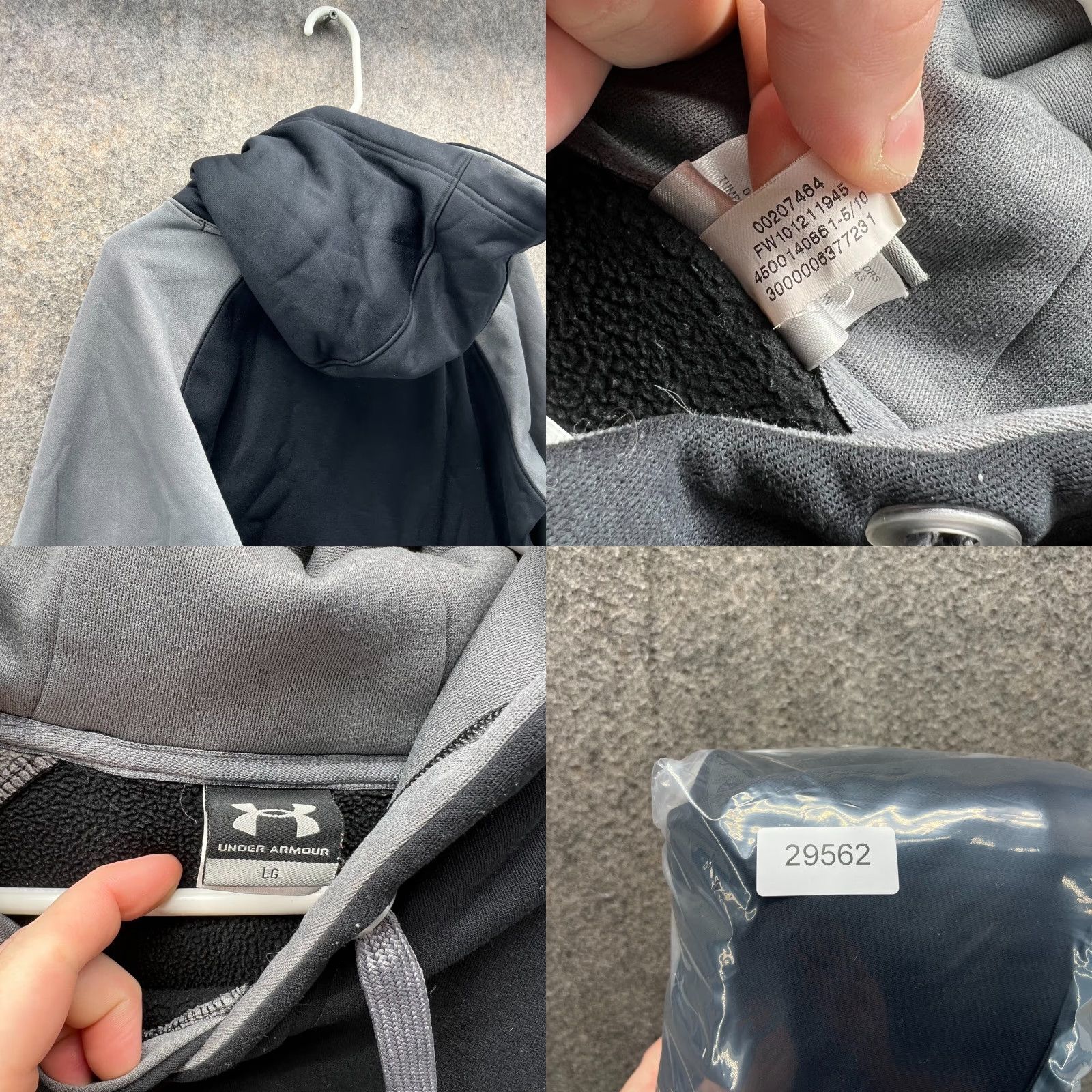 Under Armour VINTAGE Under Armour Hoodie Mens Large Black Grey Pullover Knit UA Logo Jacket Size US L / EU 52-54 / 3 - 8 Thumbnail