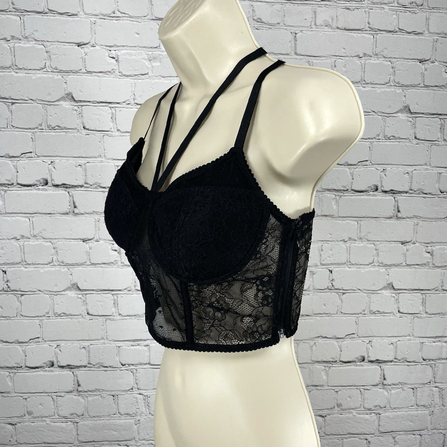 Express Express Bustier Bra Black Lace Underwire Padded Strappy Boned Size Small S Size S / US 4 / IT 40 - 6 Thumbnail