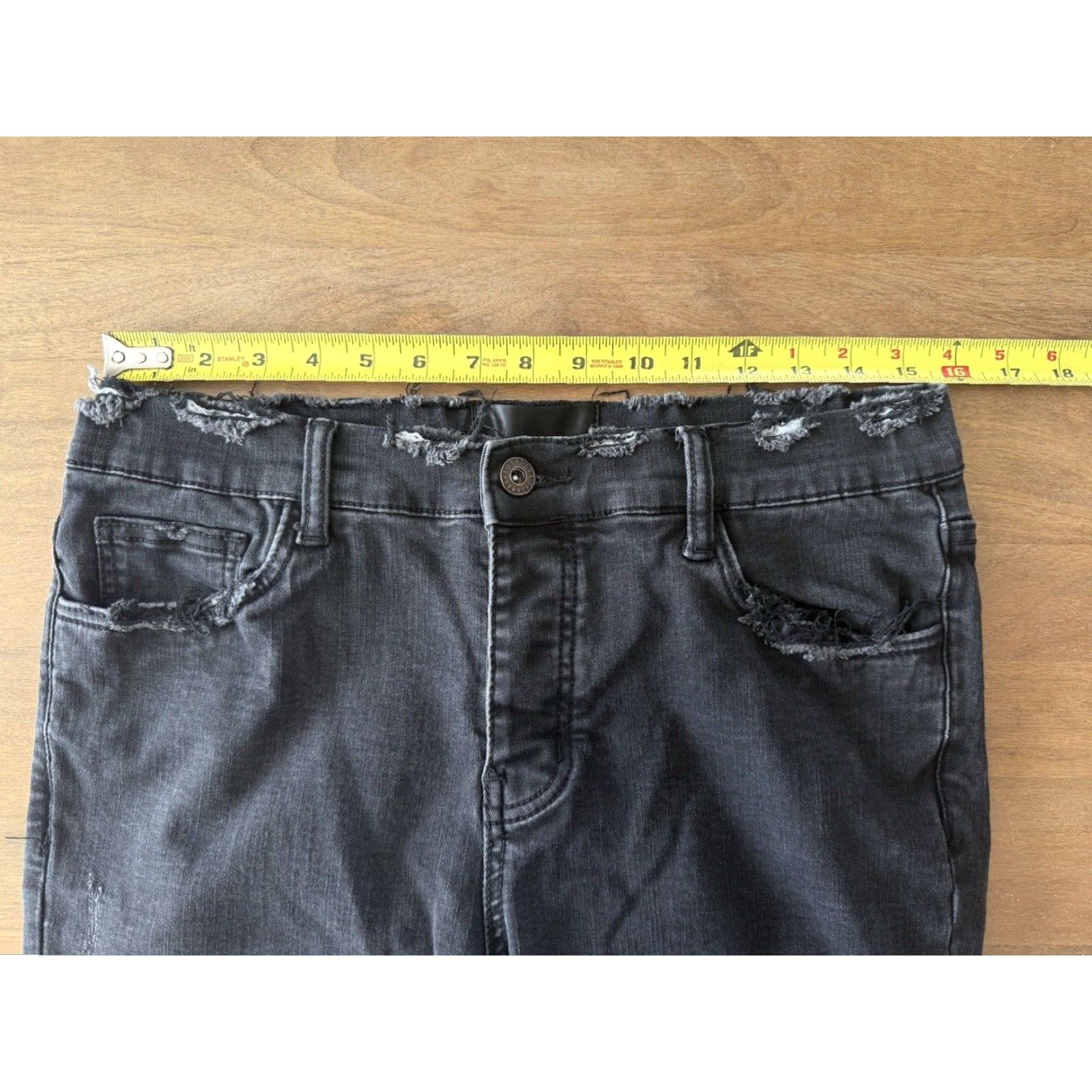 Denime Valabasas Distressed Denim Skinny Jeans Mens 34 31x26 Button Fly Dark Black 5-Pocket Slim Fit Mens Size US 34 / EU 50 - 6 Thumbnail