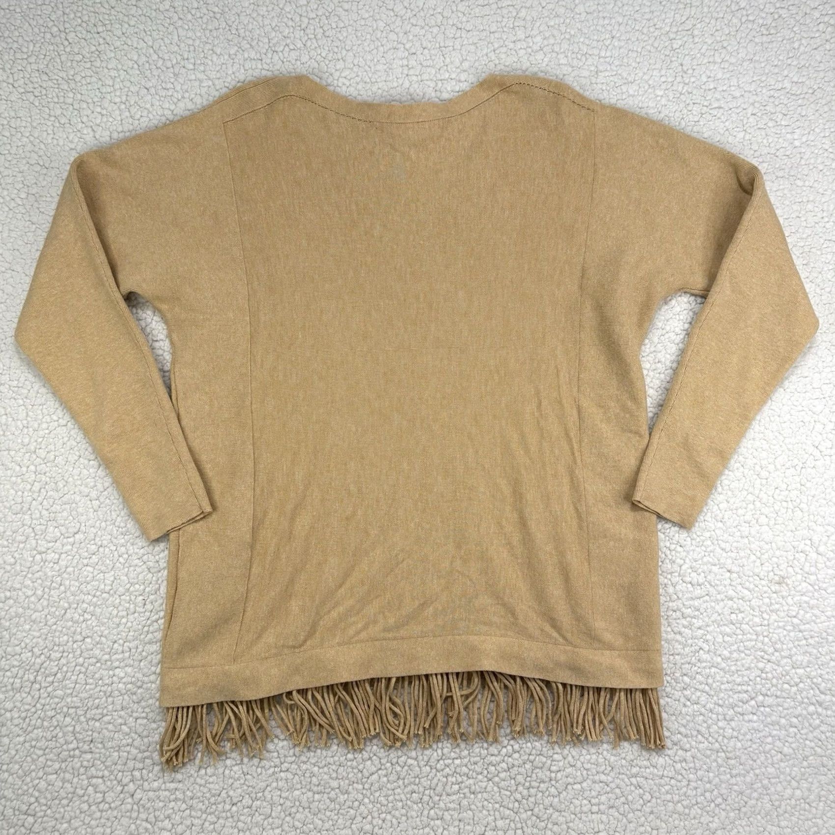 Lilly Pulitzer Lilly Pulitzer Womens Medium Sweater Camel Tan Fringe Hem Knit Glenda Ramona Size M / US 6-8 / IT 42-44 - 6 Thumbnail