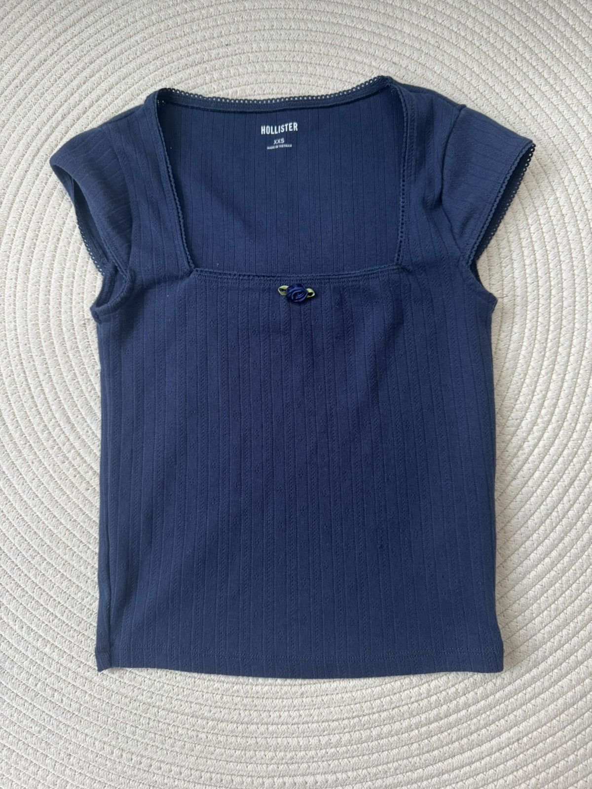 Hollister HOLLISTER Pointelle Square-Neck Top NAVY BLUE XXS Size XXS / US 00 / IT 34 - 3 Thumbnail