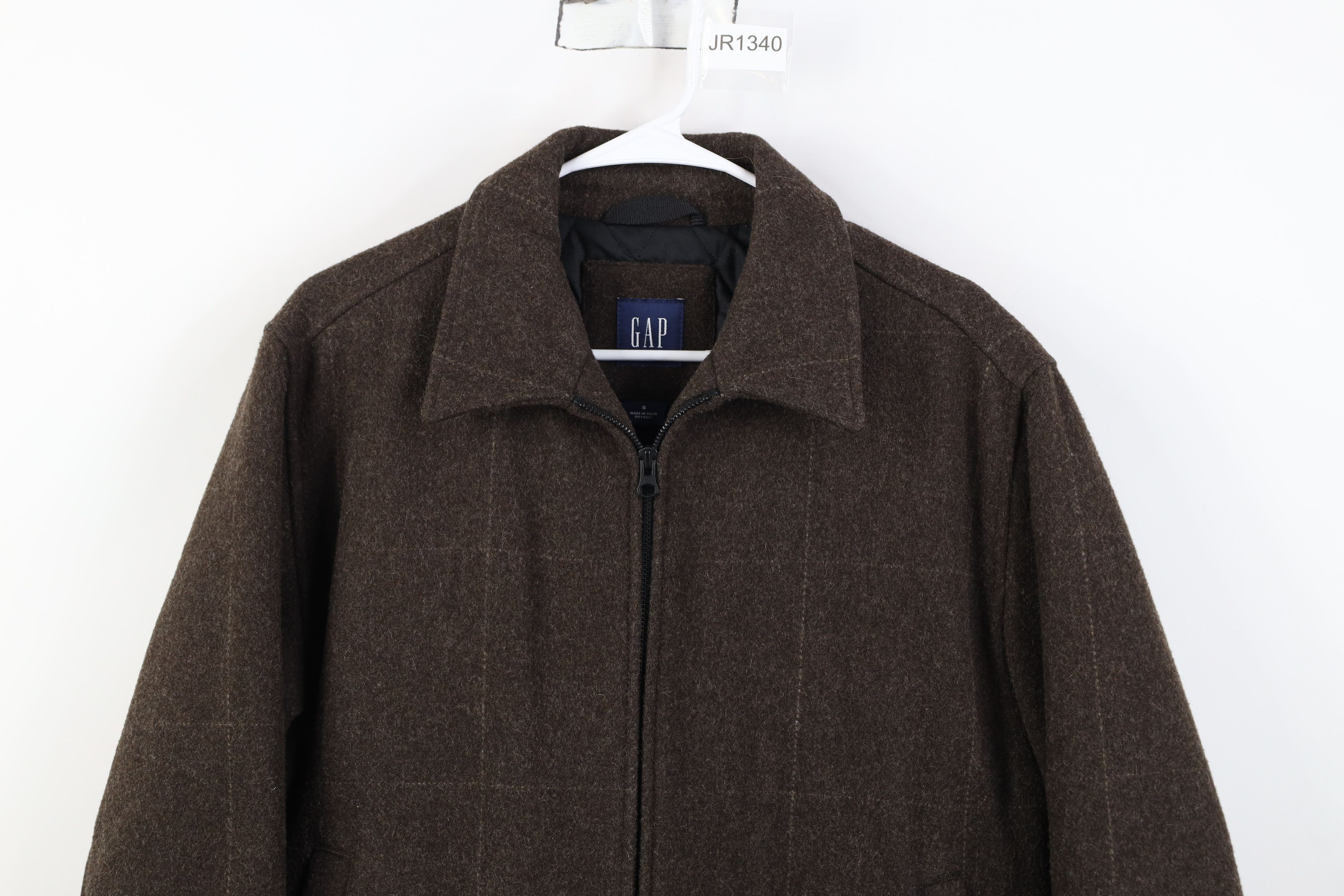 Vintage Y2K Gap Quilted Full Zip Bomber Jacket Brown Plaid