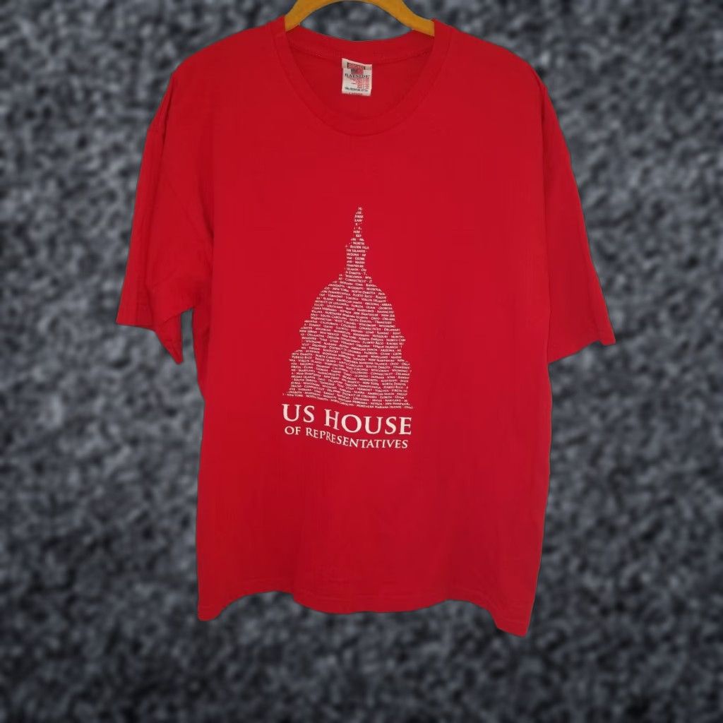 Vintage Vintage Bayside US House of Representatives Commemorative T Shirt - Men’s L Red Graphic Tee 100% Cotton Adults Shirt Size US L / EU 52-54 / 3 - 1 Thumbnail