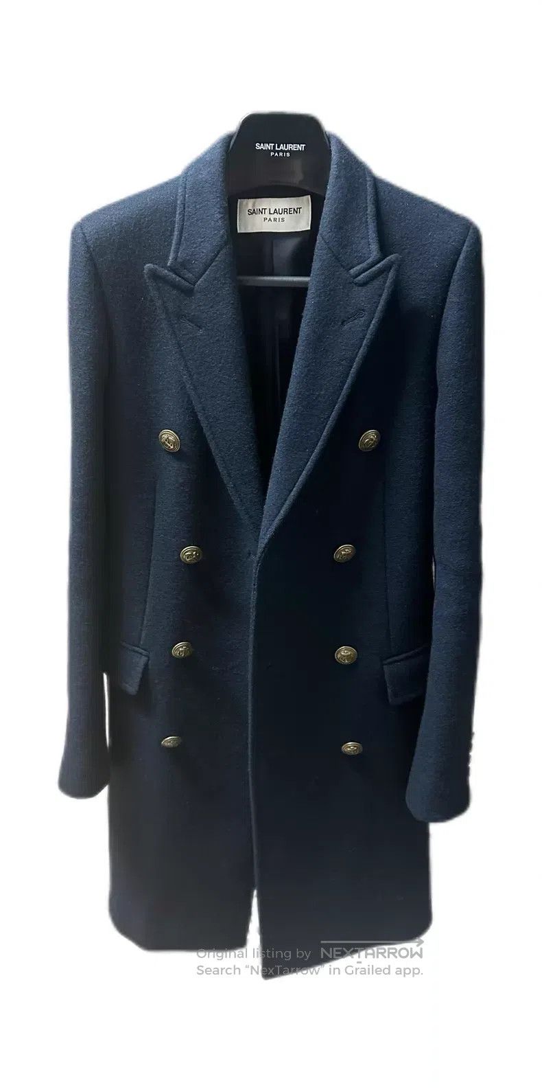 Saint Laurent Paris Saint Laurent Paris Navy Blue Double-Buttoned Coat i Size US S / EU 44-46 / 1 - 1 Thumbnail