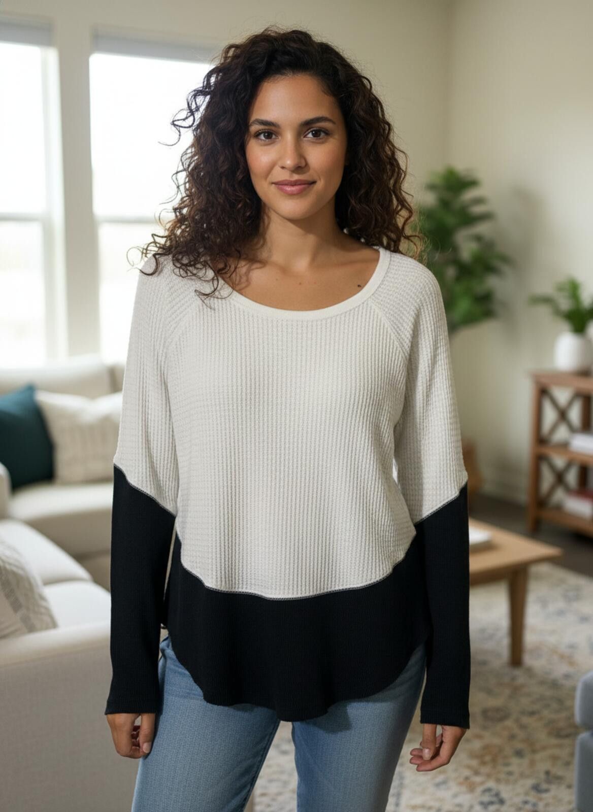 Other White Crow Women's Colorblock Waffle Knit Long Sleeve Top S Size S / US 4 / IT 40 - 1 Thumbnail