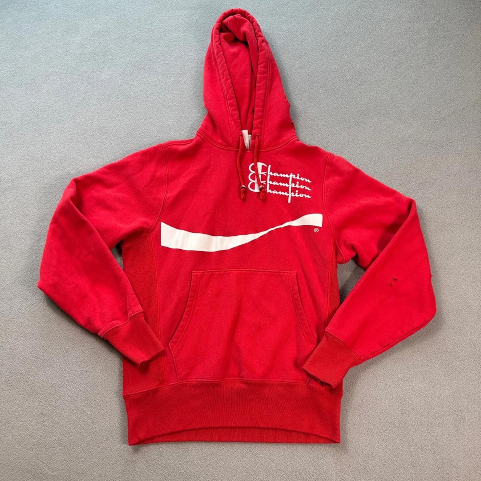 Champion Champion Coca Cola Distressed Hoodie Sweatshirt S Red Size US S / EU 44-46 / 1 - 2 Thumbnail