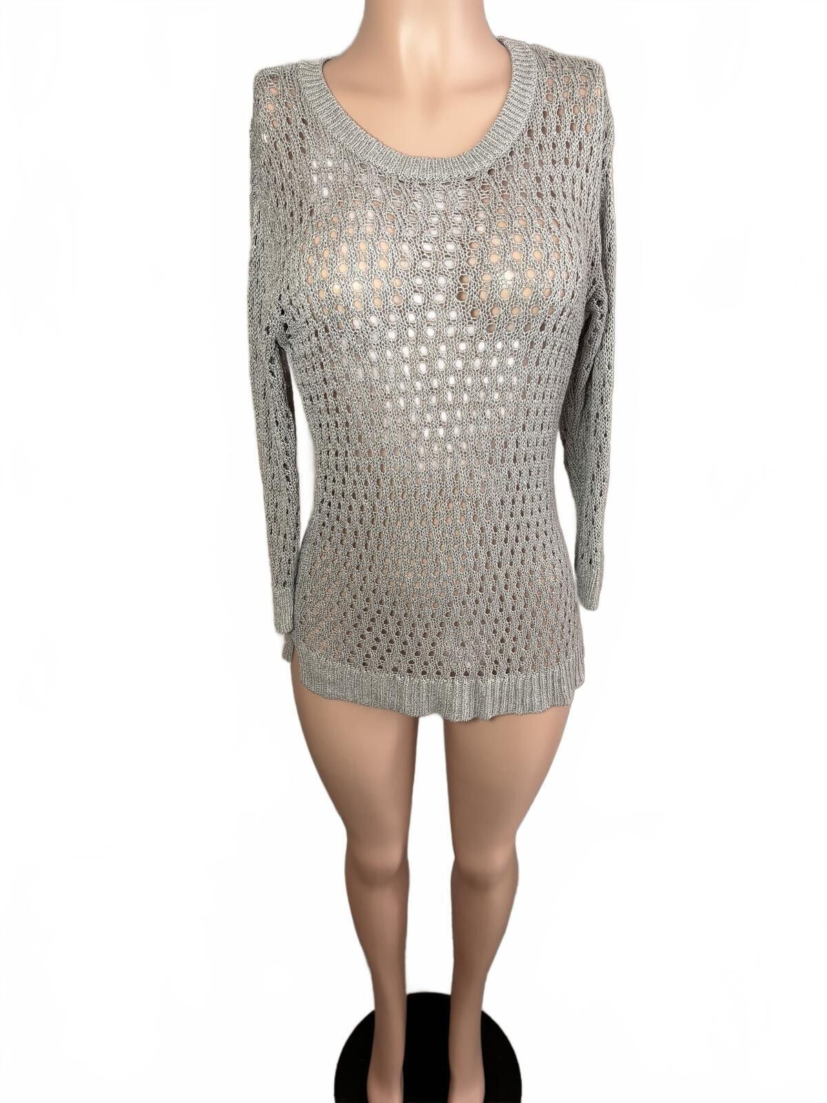 Ann Taylor Ann Taylor Boho Festival Gray Open Knit Sweater. Small. Size S / US 4 / IT 40 - 2 Thumbnail