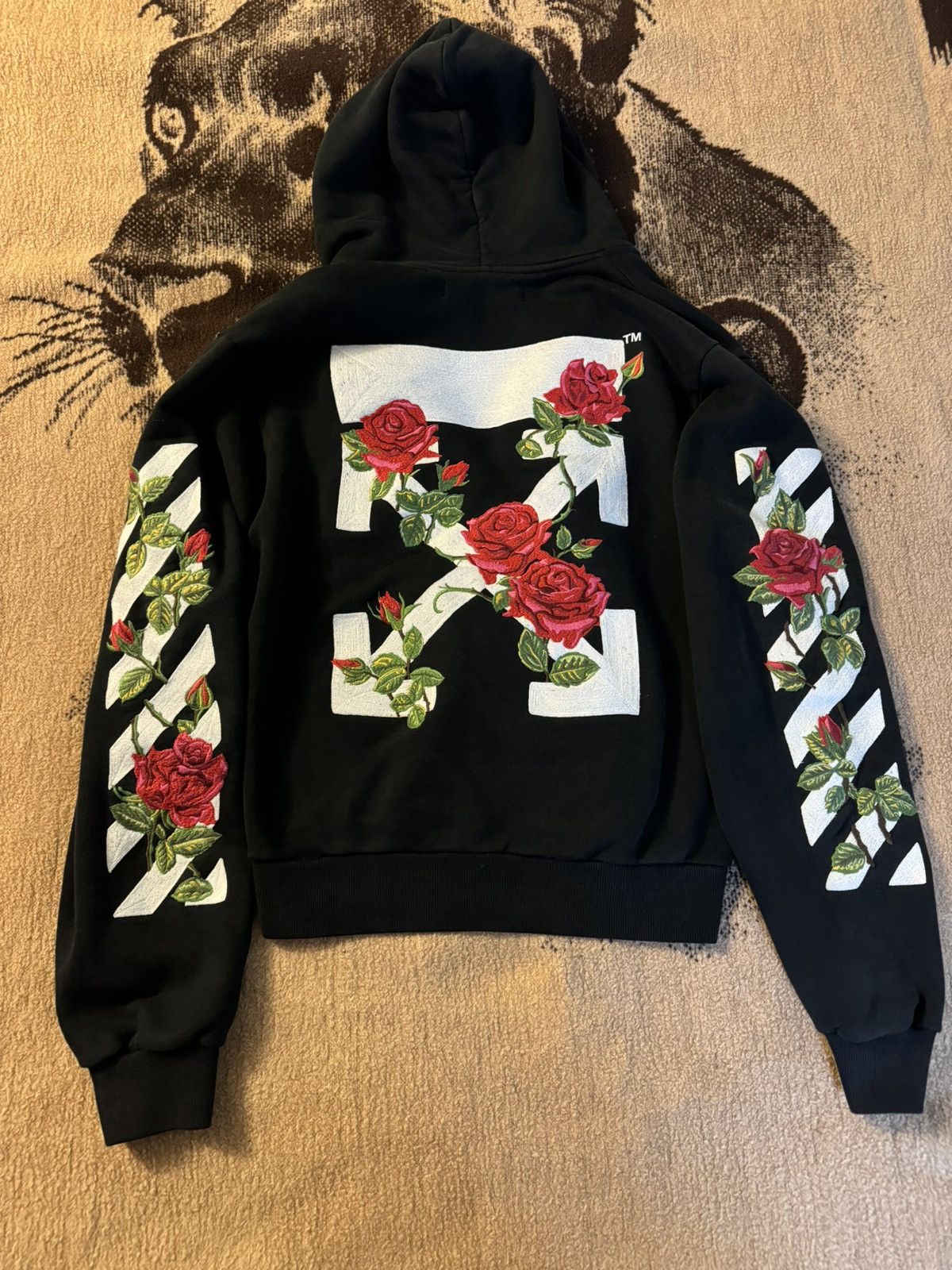 Off White Off White Rose Embroidered Zip Up Hoodie Grailed