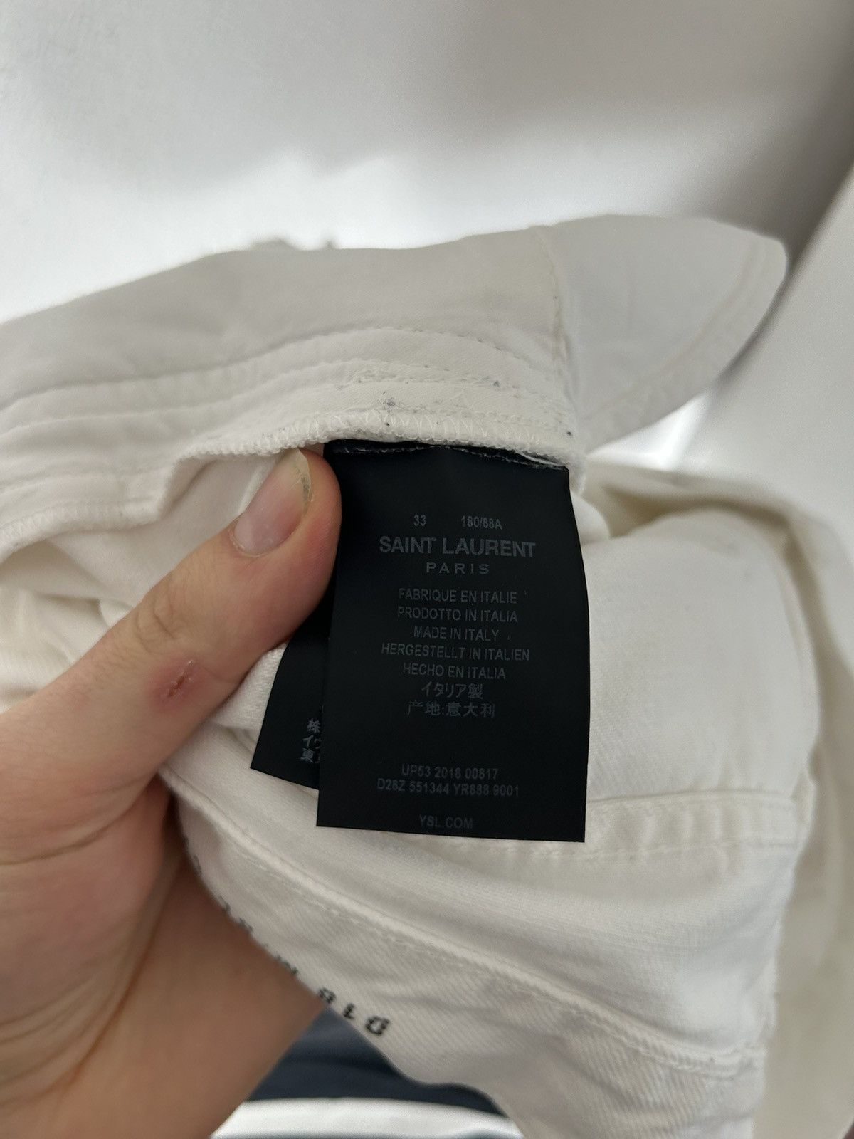Saint Laurent Paris White Distressed D18 M/SL-LW Jeans Size US 33 - 17 Thumbnail