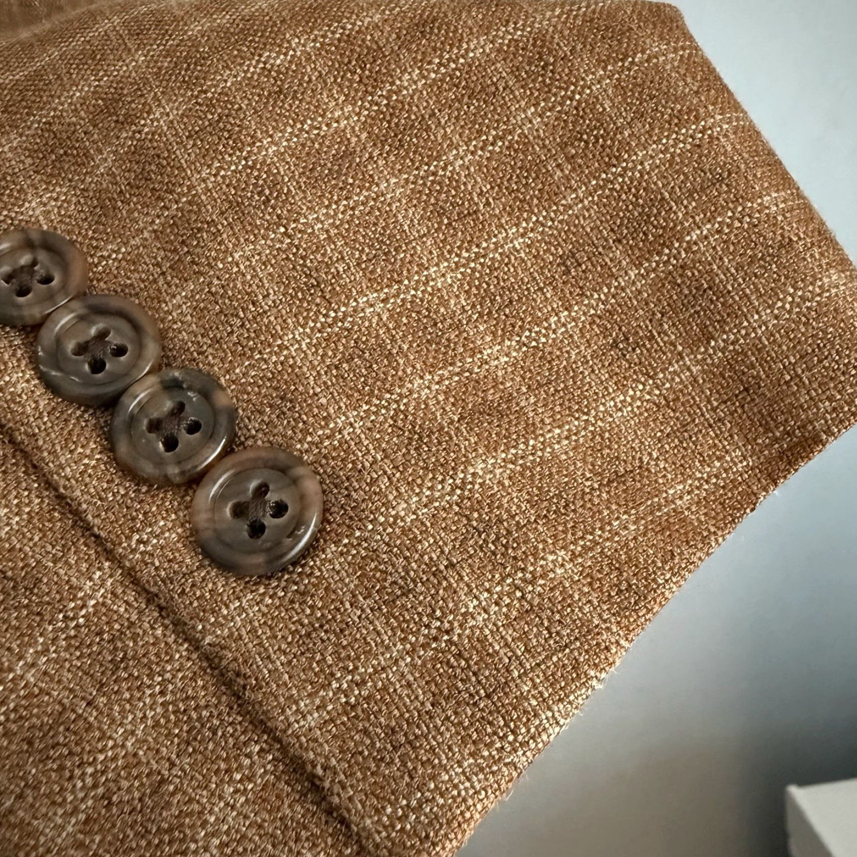 Hart Schaffner Marx Hart Schaffner Marx Blazer Sport Coat Brown Windowpane Plaid Wool Size 42L - Men, Wool, Double-Vented, 2 Button, Notch Lapel, Regular Fit, Vintage? No Size 42R - 5 Thumbnail