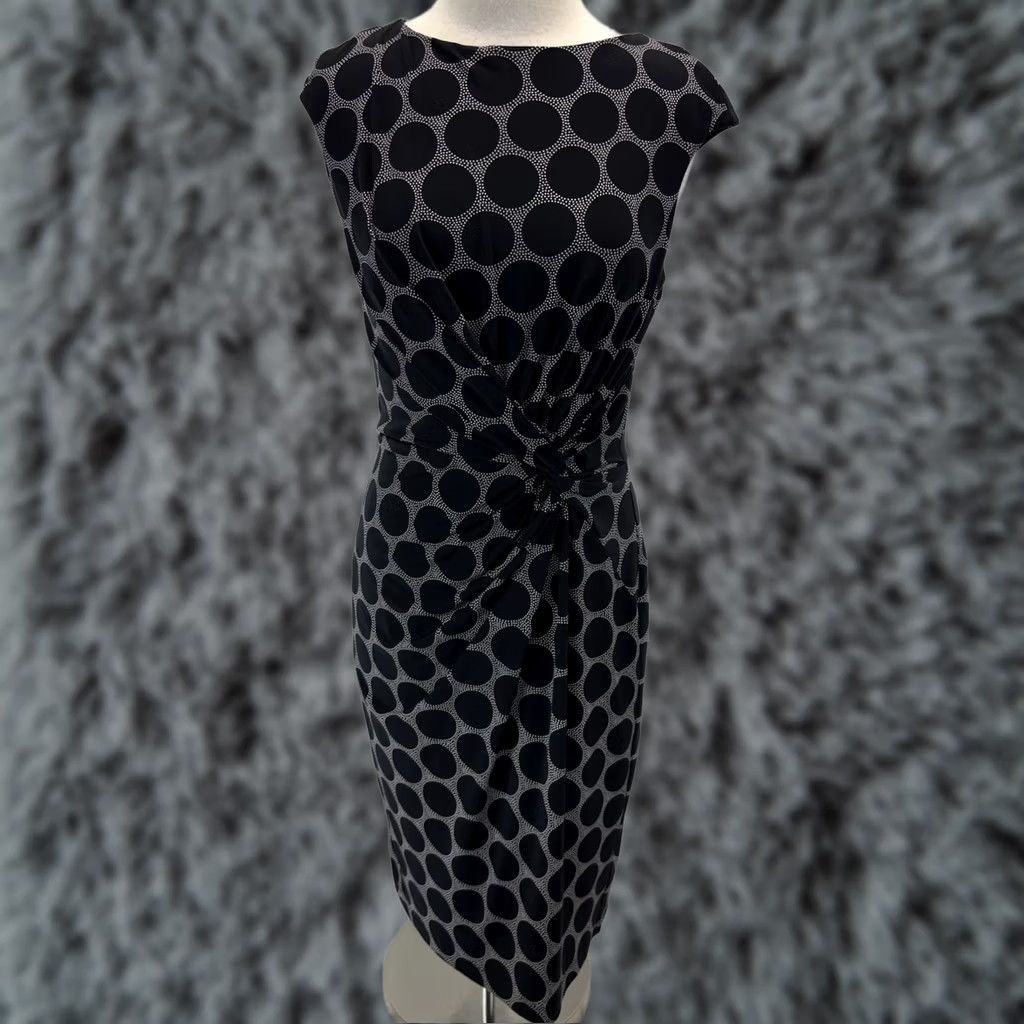 Ralph Lauren Lauren Ralph Lauren Sheath Dress Women’s 12 Black Circles Twist Front Stretch Size XL / US 12-14 / IT 48-50 - 1 Thumbnail