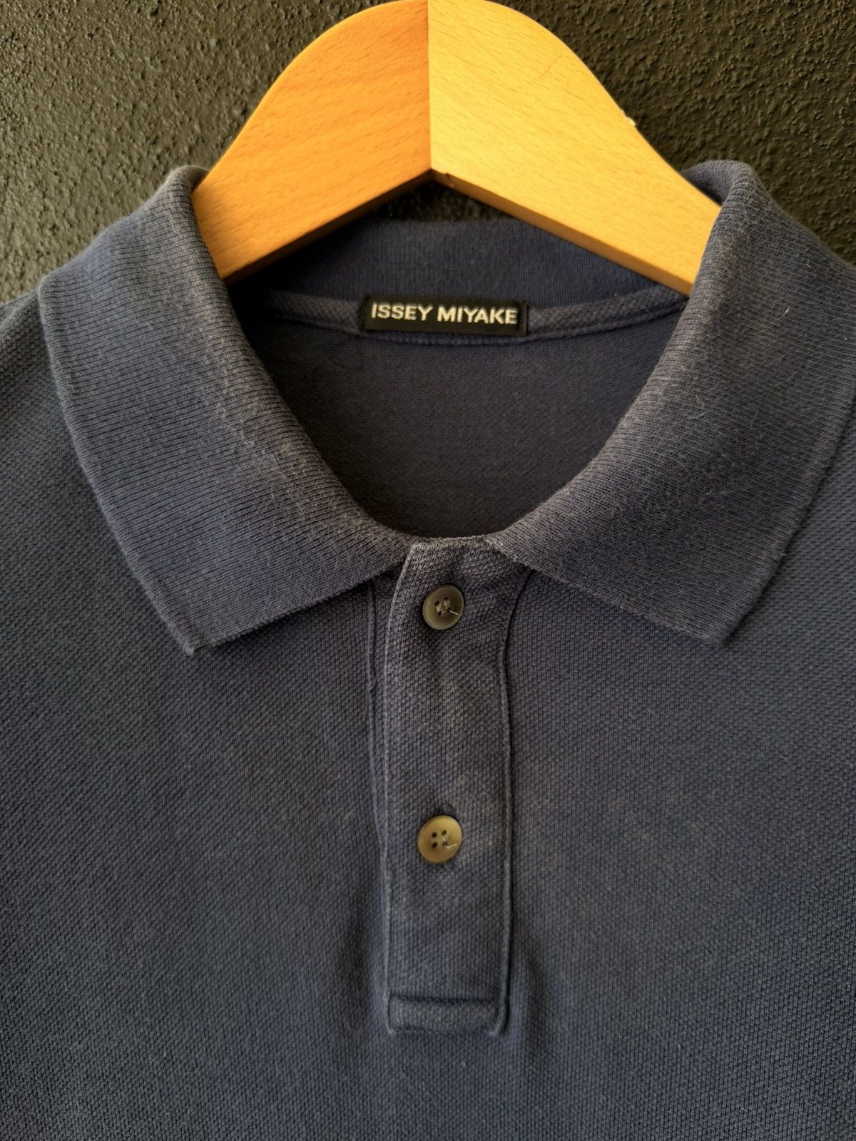 Issey Miyake Vintage Issey Miyake Navy Blue Pique Knit Polo Shirt Size US M / EU 48-50 / 2 - 4 Thumbnail