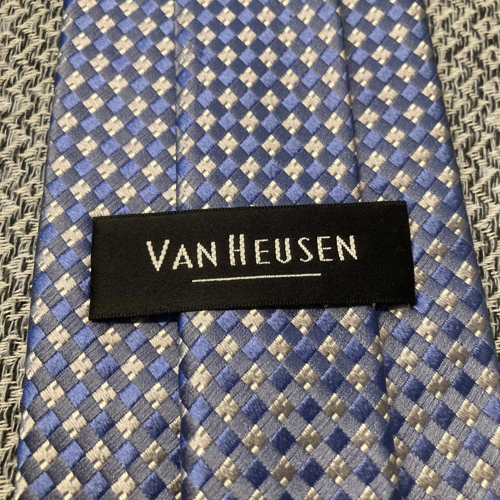 Van Heusen Van Heusen Blue Checkered Silk Tie 57/3.5 Size ONE SIZE - 3 Thumbnail