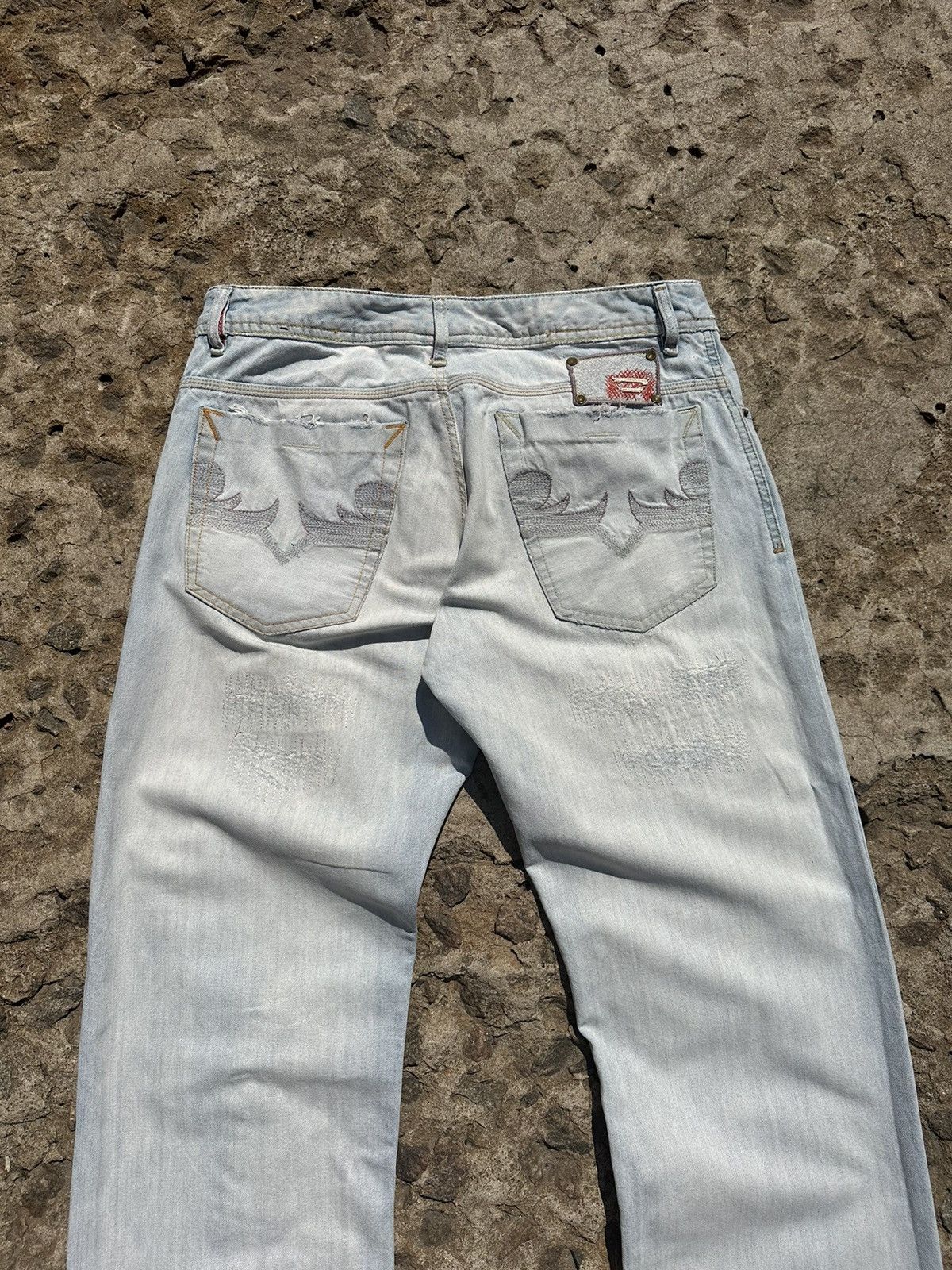 Diesel × Vintage Vintage Y2K Diesel Patched Distressed Jeans Pants Size US 34 / EU 50 - 9 Thumbnail