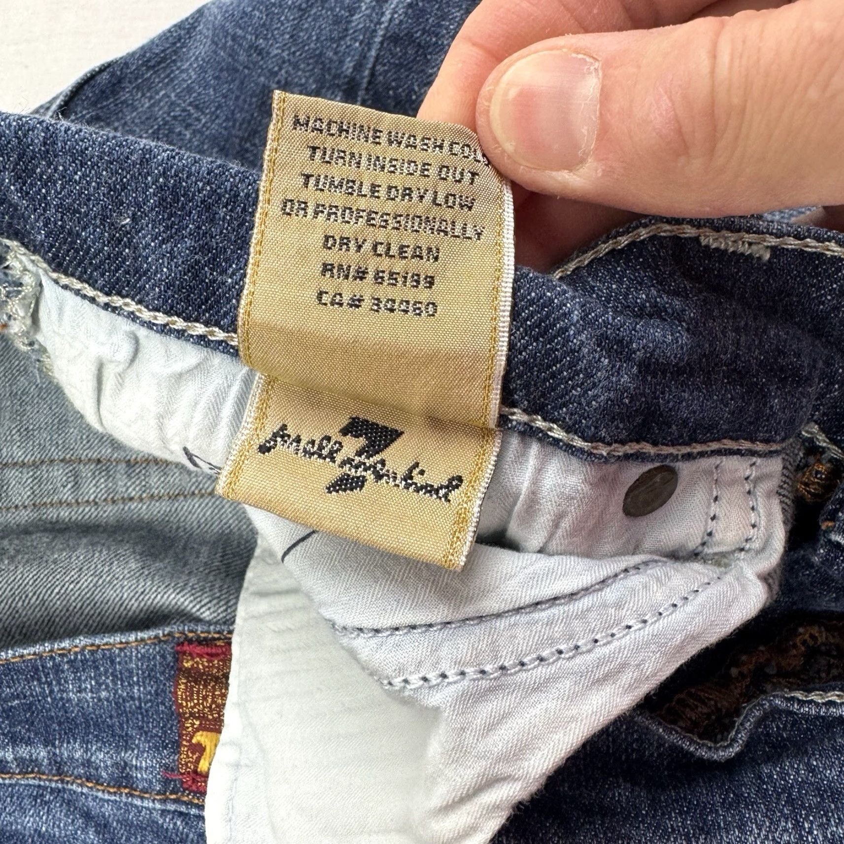 7 For All Mankind VINTAGE 7 For All Mankind Jeans Bootcut Womens 29 Blue Y2K Hipster Bejeweled Low Rise 31in Inseam Size 29" - 5 Thumbnail