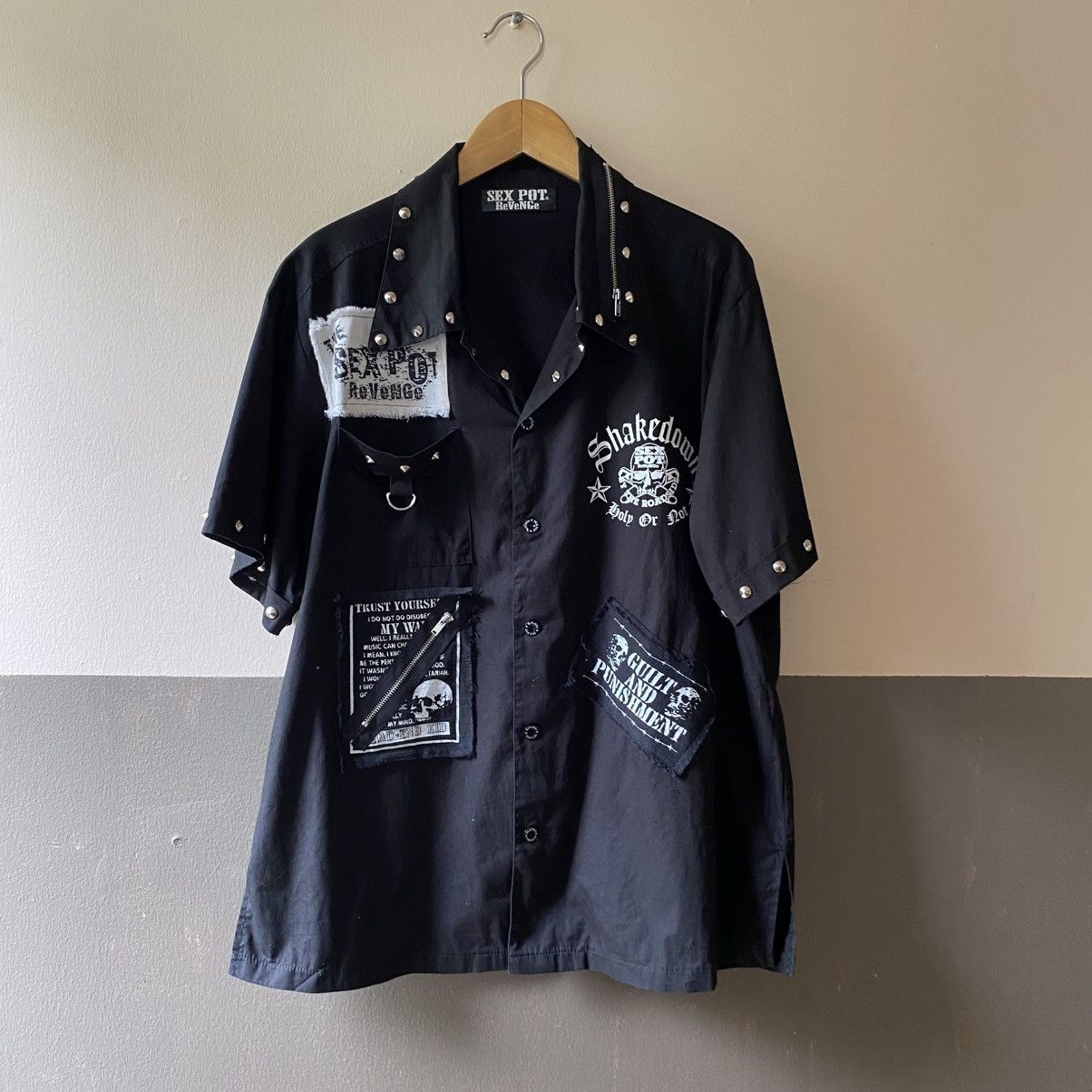 Sex Pot ReVeNGe SEX POT ReVeNGe Y2K Punk Black Studded Punk Patch Shirt Size US M / EU 48-50 / 2 - 1 Thumbnail