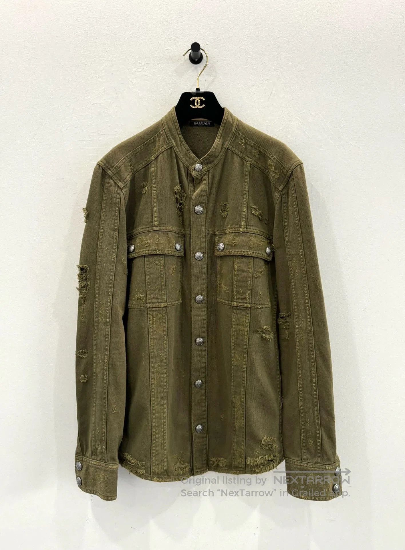 Balmain Balmain Distressed Military Green Jacket. Size US XS / EU 42 / 0 - 1 Thumbnail