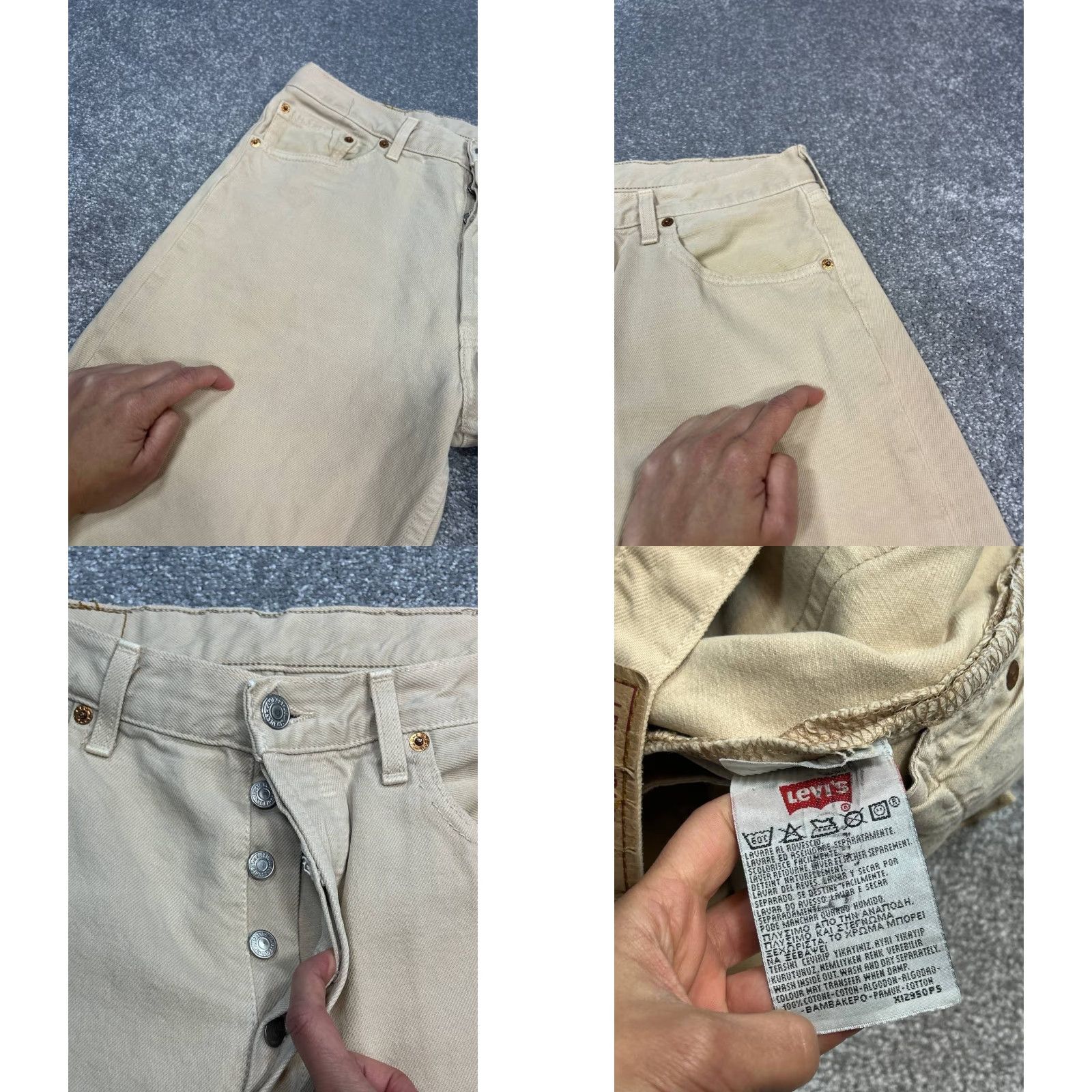Levi's VINTAGE Levi's 501 Jeans Mens 33 Beige Denim Original Fit Straight 32x35 Levi's 501 5-Pocket Design Jeans Men Beige Denim Straight Modern Preppy Size US 33 - 8 Thumbnail