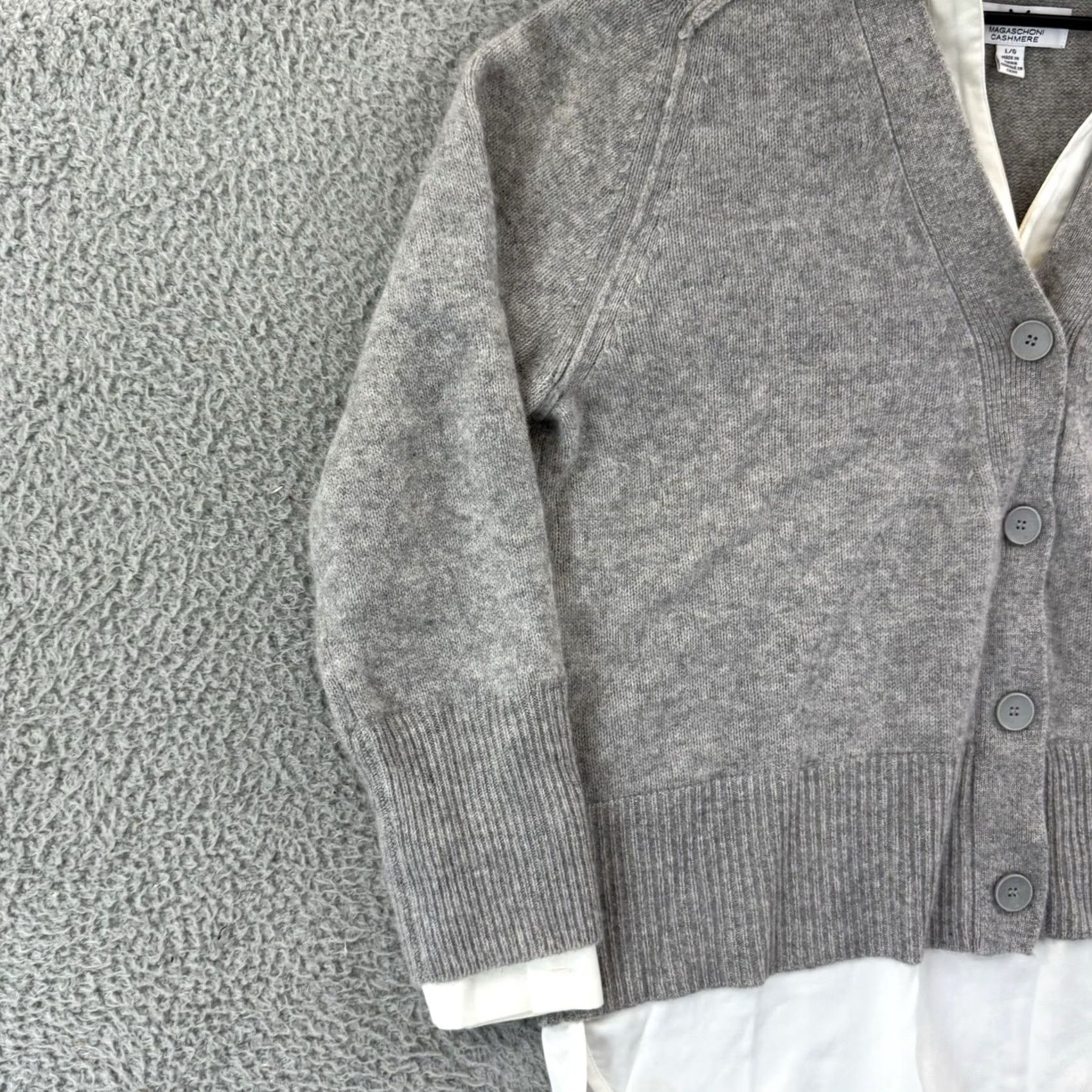 Vintage VINTAGE Magaschoni Cashmere Sweater Women’s Large Gray Long Sleeve Layered Cardigan Knit Size L / US 10 / IT 46 - 4 Thumbnail