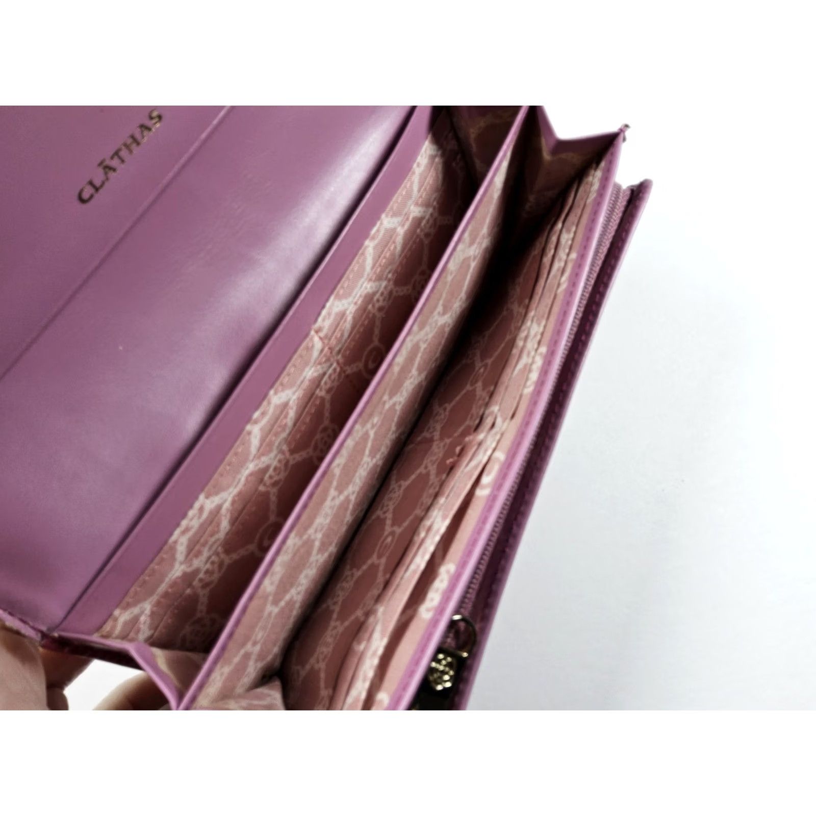 Vintage Signature Clathas Wallet Long Pink Women Full Size Long Wallet Pink Size ONE SIZE - 7 Thumbnail