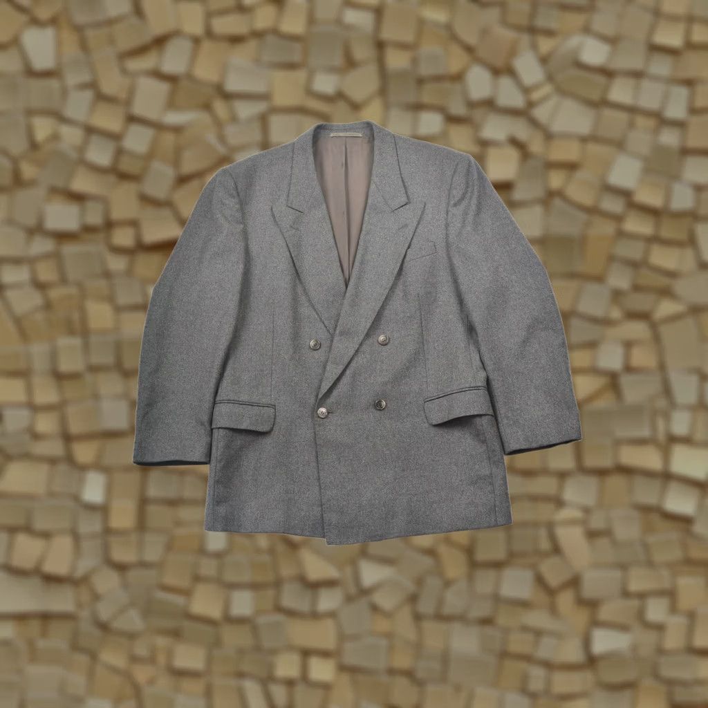 Yves Saint Laurent YSL Yves Saint Laurent Pour Homme Vintage Double-Breasted Wool Blazer Size R 52 Gray Wool Blazer Mens Vintage 52 Size 52R - 1 Thumbnail