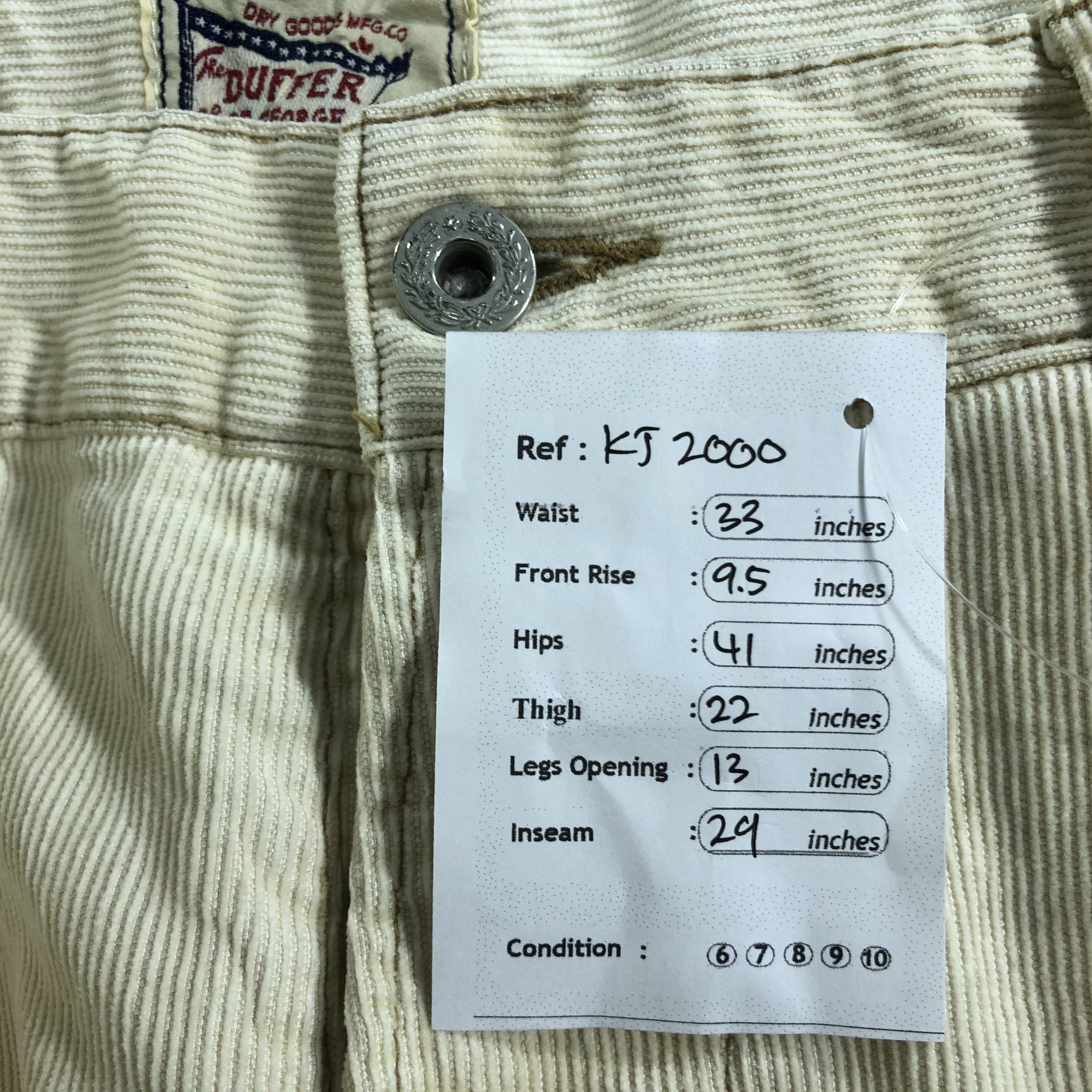 Japanese Brand Duffer Denim Corduroy Jeans KJ2000 Size US 33 - 10 Thumbnail