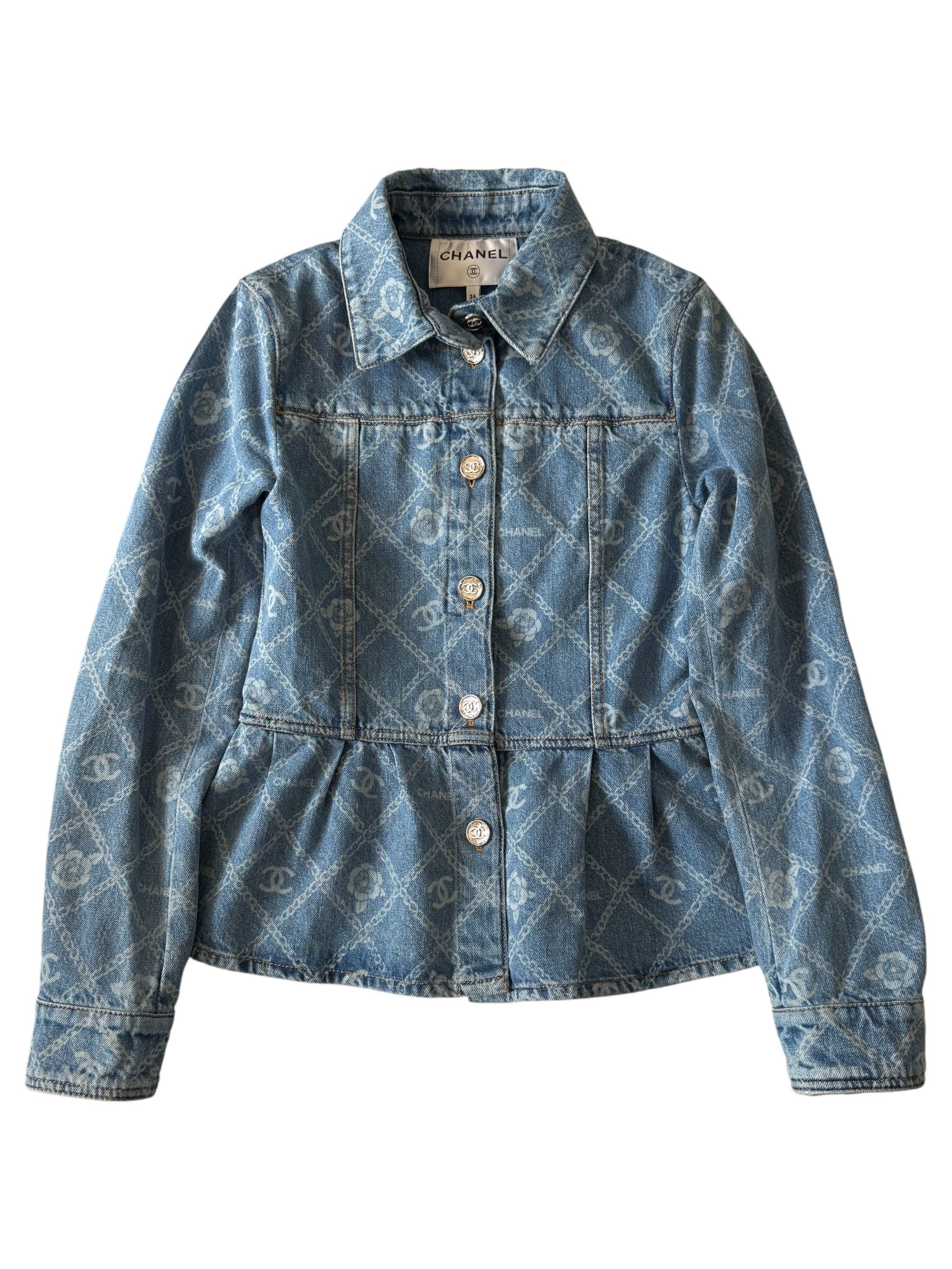 Chanel Chanel 23A CC Camelia Peplum Denim Jacket 34 Size XS / US 0-2 / IT 36-38 - 3 Thumbnail