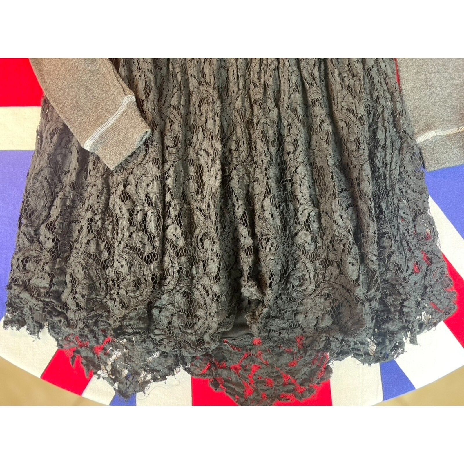 Other KIMCHI Gray Knit Lace Babydoll Dress (S) Mini Coquette Y2K Size S / US 4 / IT 40 - 7 Thumbnail