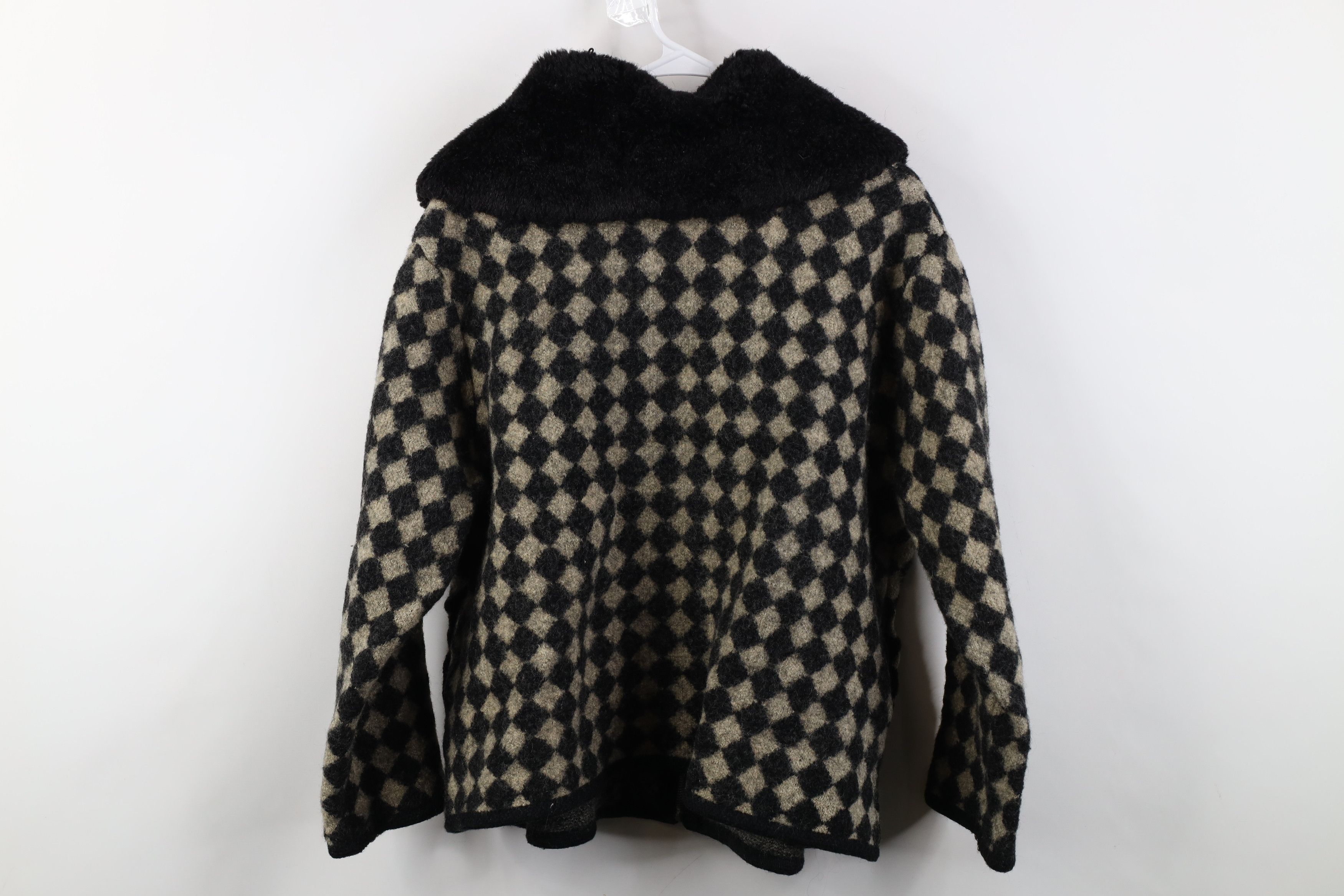 Vintage Vintage 90s Christmas Reindeer Argyle Faux Fur Collar Jacket Size XXL / US 16-18 / IT 52-54 - 13 Thumbnail