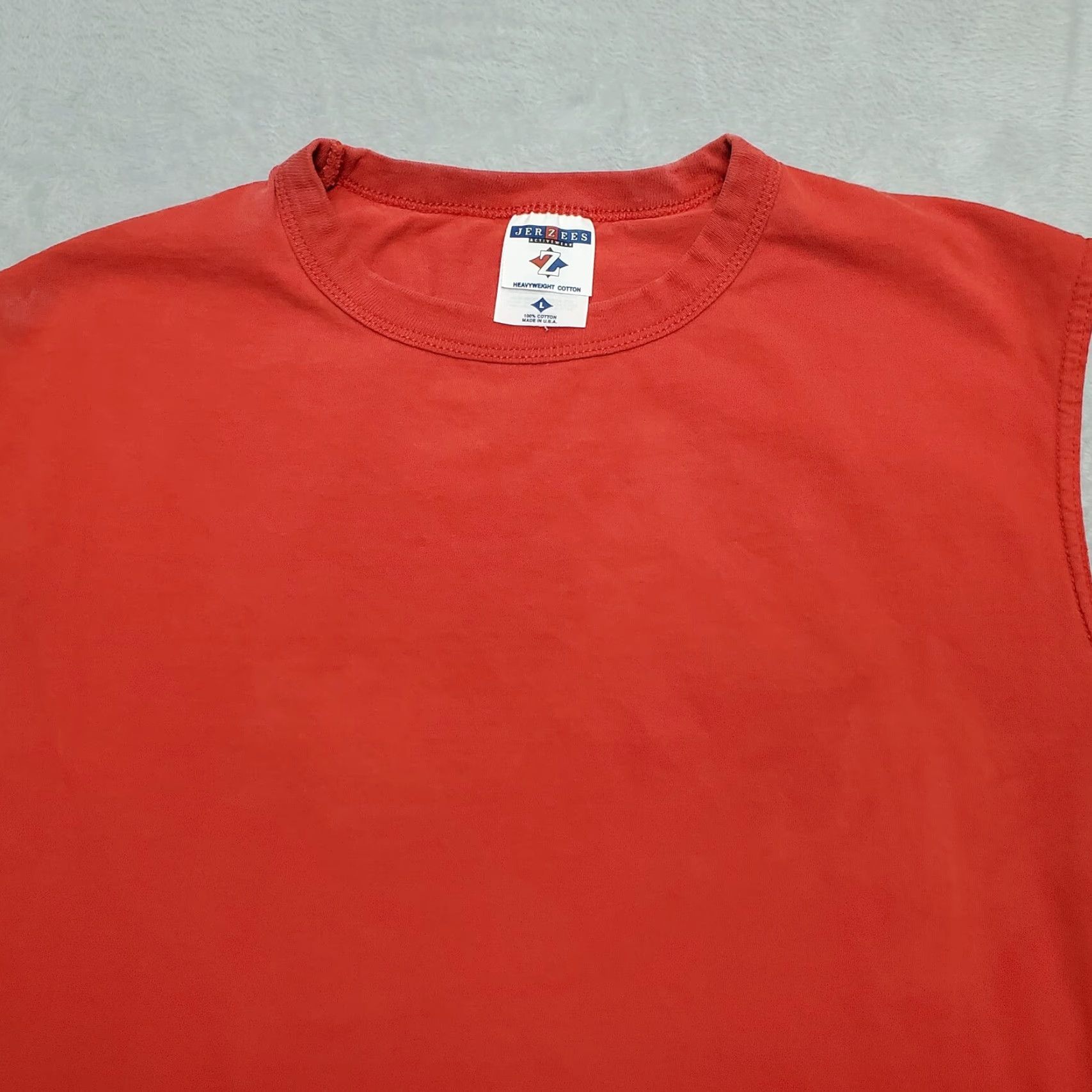 Jerzees VINTAGE Jerzees Shirt Mens Large Red Tank Top Blank 100% Cotton Crewneck TEE USA Size US L / EU 52-54 / 3 - 2 Thumbnail