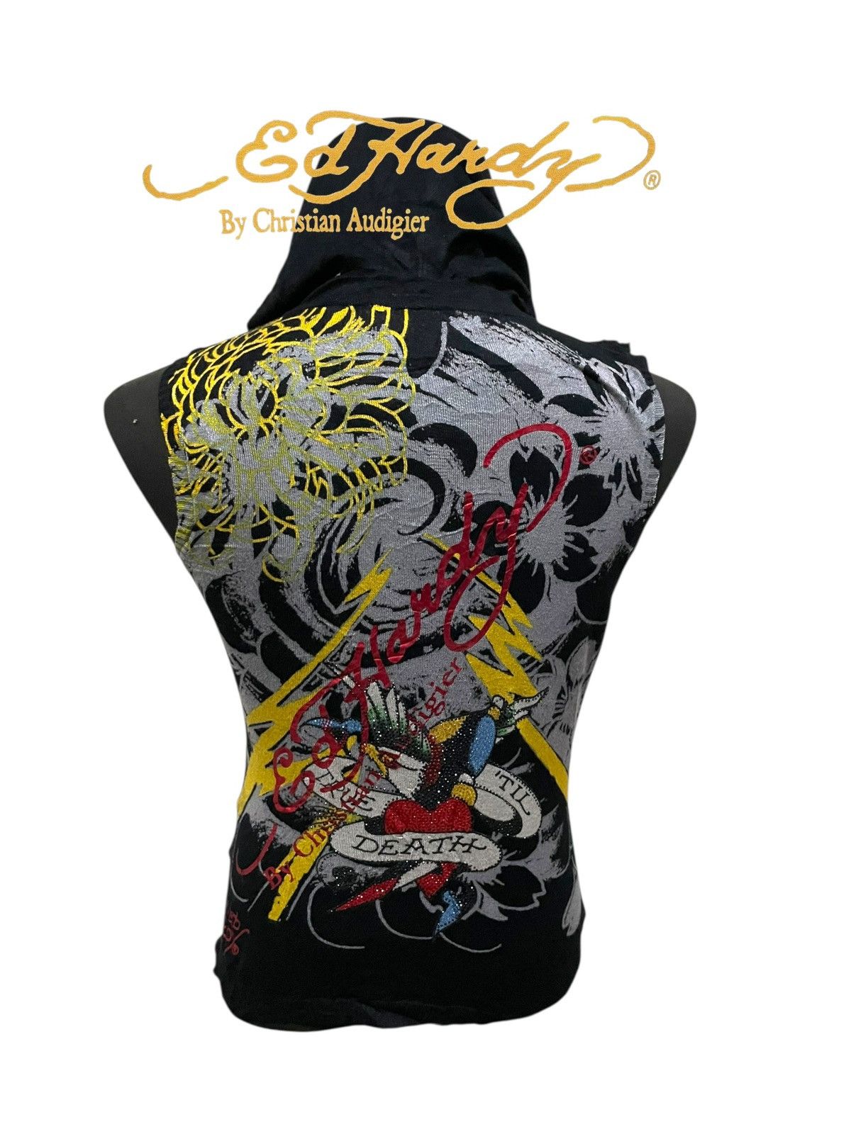 Christian Audigier Ed Hardy By Christian Audigier Sleeveless Hooded Sweatshirt Size M / US 6-8 / IT 42-44 - 18 Thumbnail
