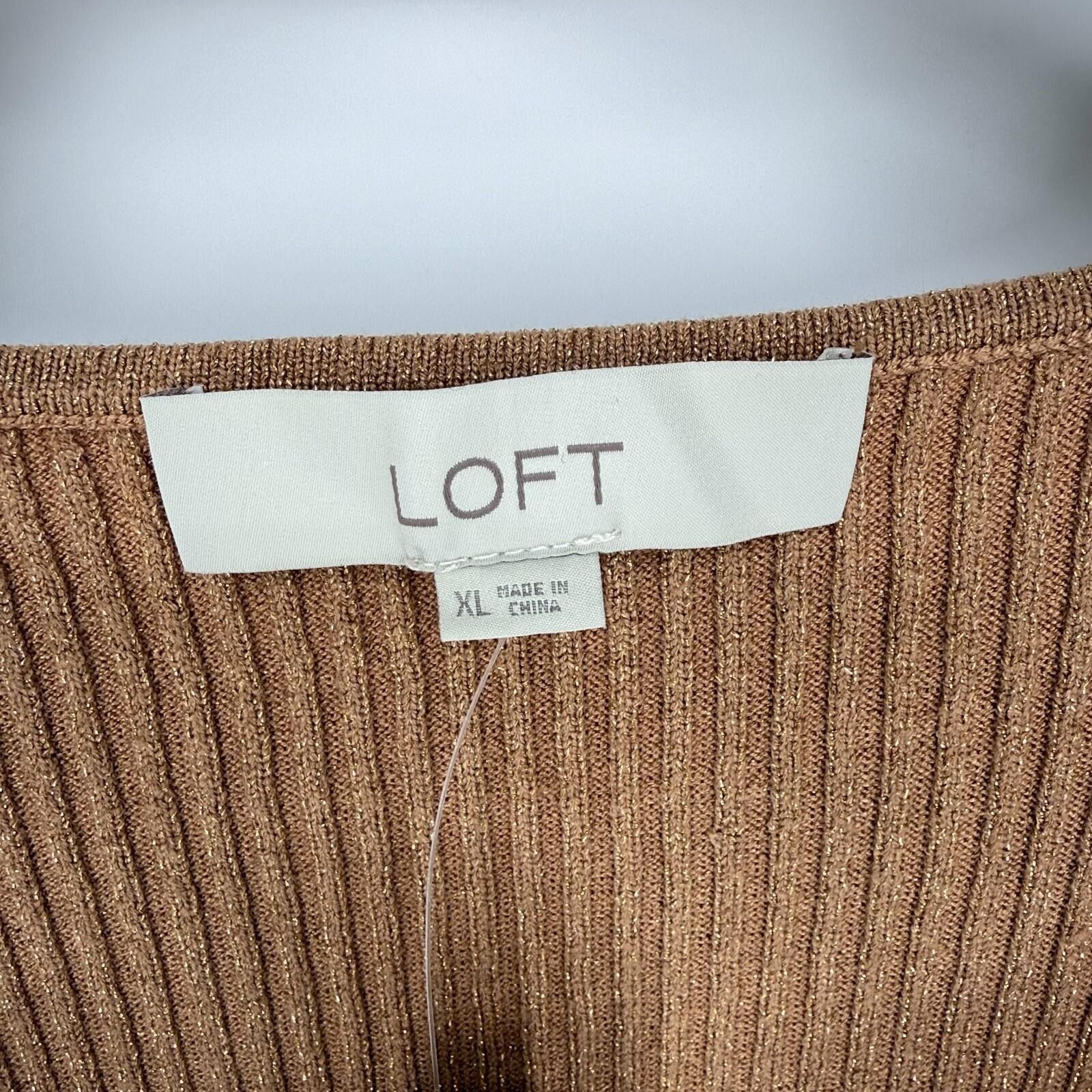Other LOFT Shimmer Ribbed Sweater Coquette Flare Cuff Camel W - XL Size XL / US 12-14 / IT 48-50 - 3 Thumbnail