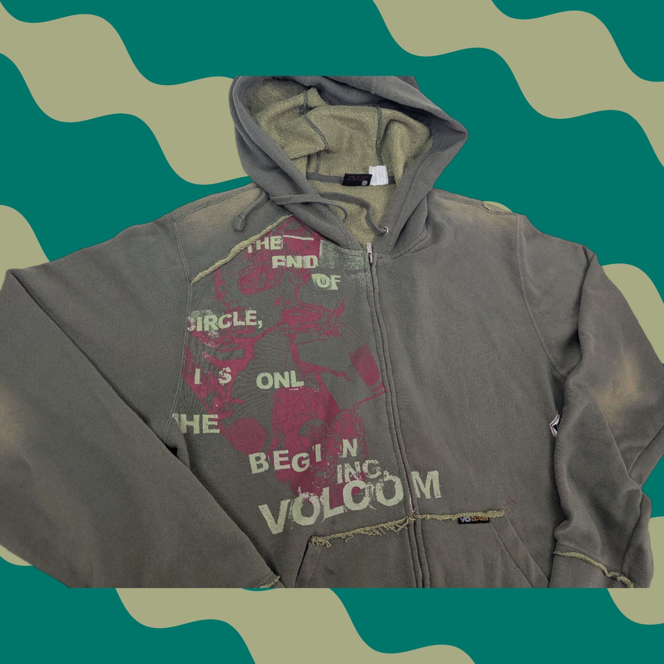 Quiksilver Vtg Volcom Zip Hoodie Large Surf Skate Grunge Vaporwave Y2K Streetwear Green Men L Brand: Quiksilver? Size US L / EU 52-54 / 3 - 1 Thumbnail
