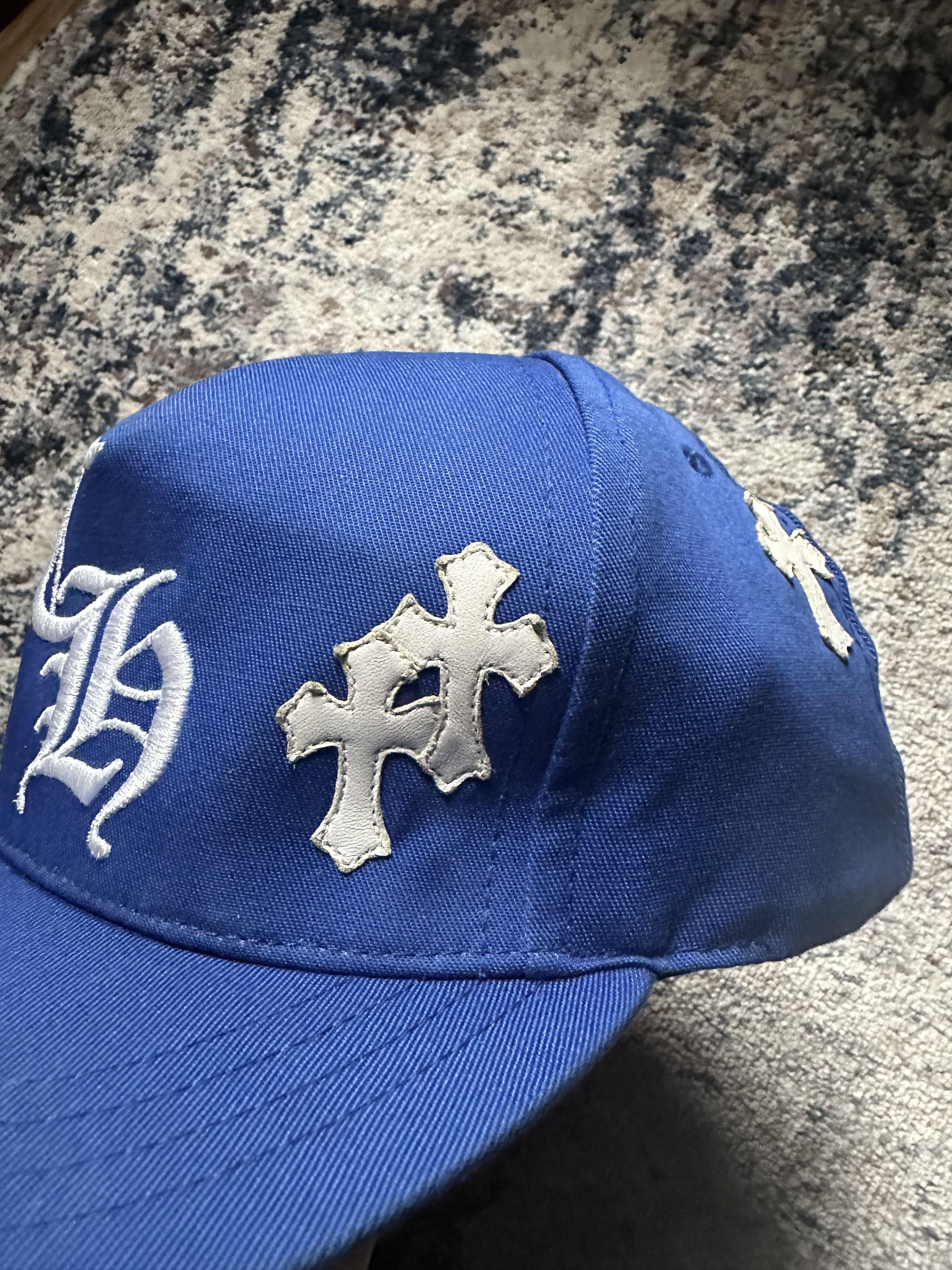 Chrome Hearts Chrome Hearts - Leather Cross Patch - Blue Baseball Hat Size ONE SIZE - 3 Thumbnail