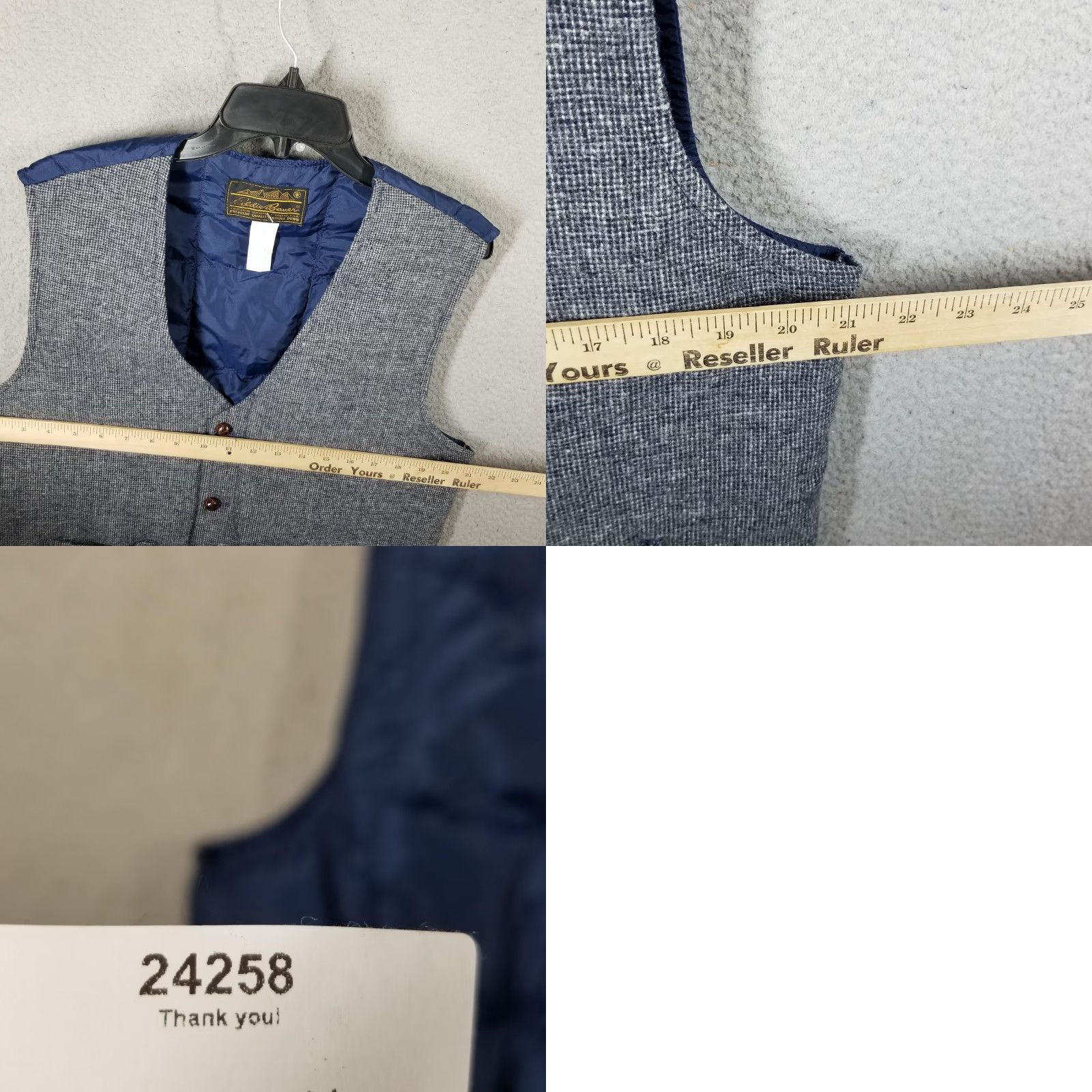 Eddie Bauer Vintage Yes Eddie Bauer Vest Mens Large Gray Blue Goose Down Puffer Wool Tweed Button Lined Size US L / EU 52-54 / 3 - 8 Thumbnail