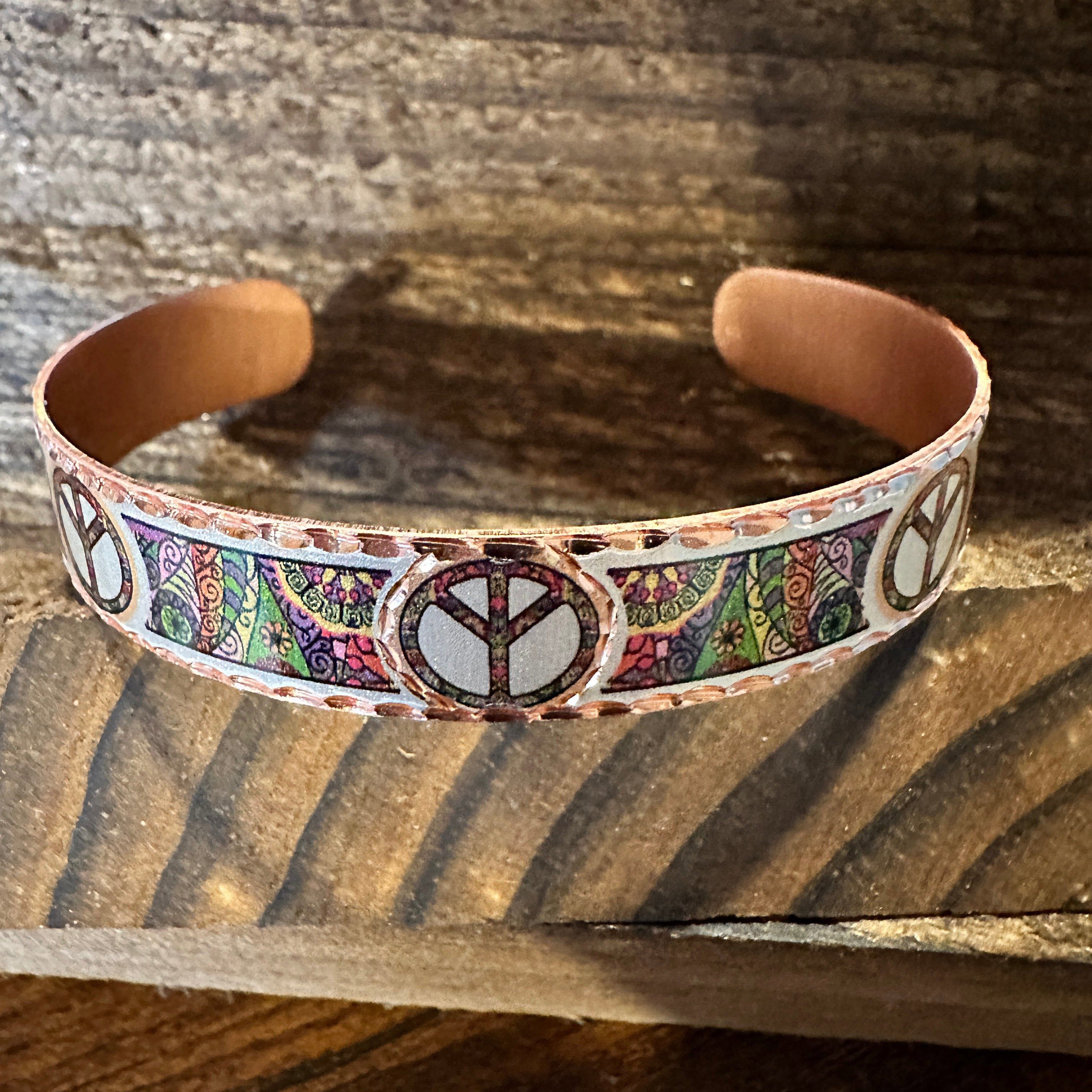 Other Handmade Boho Copper Narrow Cuff Bracelet, Diamond Cut Hippi Size ONE SIZE - 1 Thumbnail