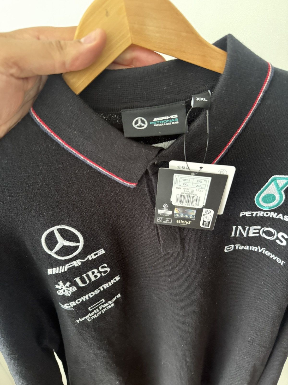 Mercedes-Benz Men's Black Mercedes-AMG Petronas F1 Team 2024 Polo XXL Size US XXL / EU 58 / 5 - 8 Thumbnail
