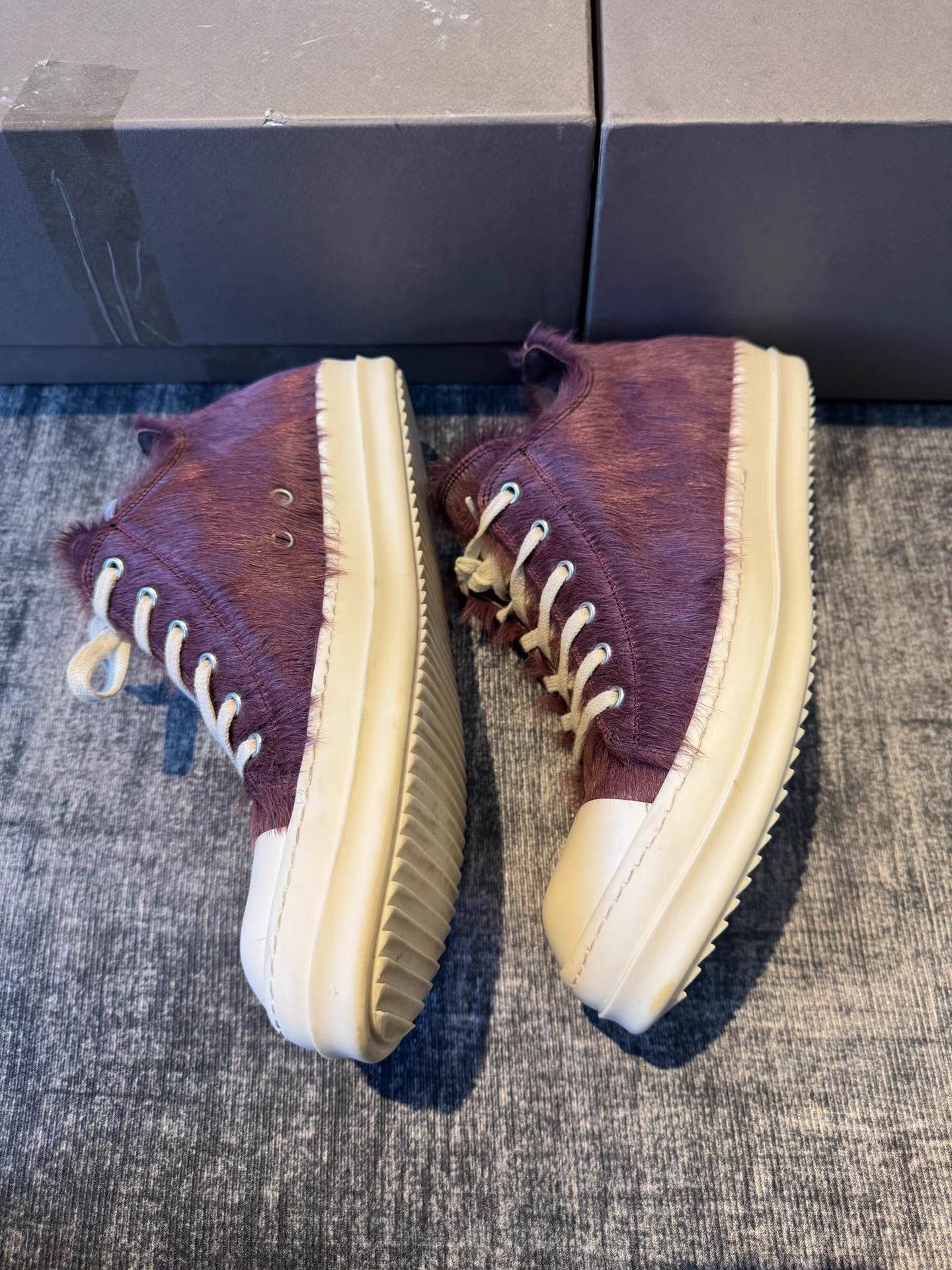 Rick Owens Rick Owens Purple Pony Hair Low Top Sneakers Size US 9 / EU 42 - 3 Thumbnail