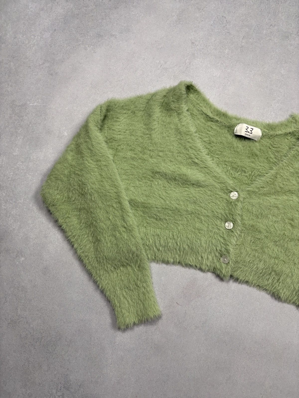 Japanese Brand 3.3 Field Trip Fuzzy Knit Cropped Cardigan Green Japan M Size US M / EU 48-50 / 2 - 5 Thumbnail