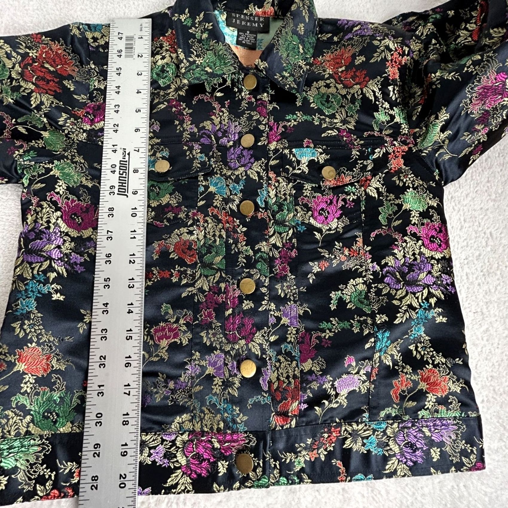 Vintage Spenser Jeremy Womens Black Floral Cropped Jacket Small Pockets Lightweight Size S / US 4 / IT 40 - 6 Thumbnail