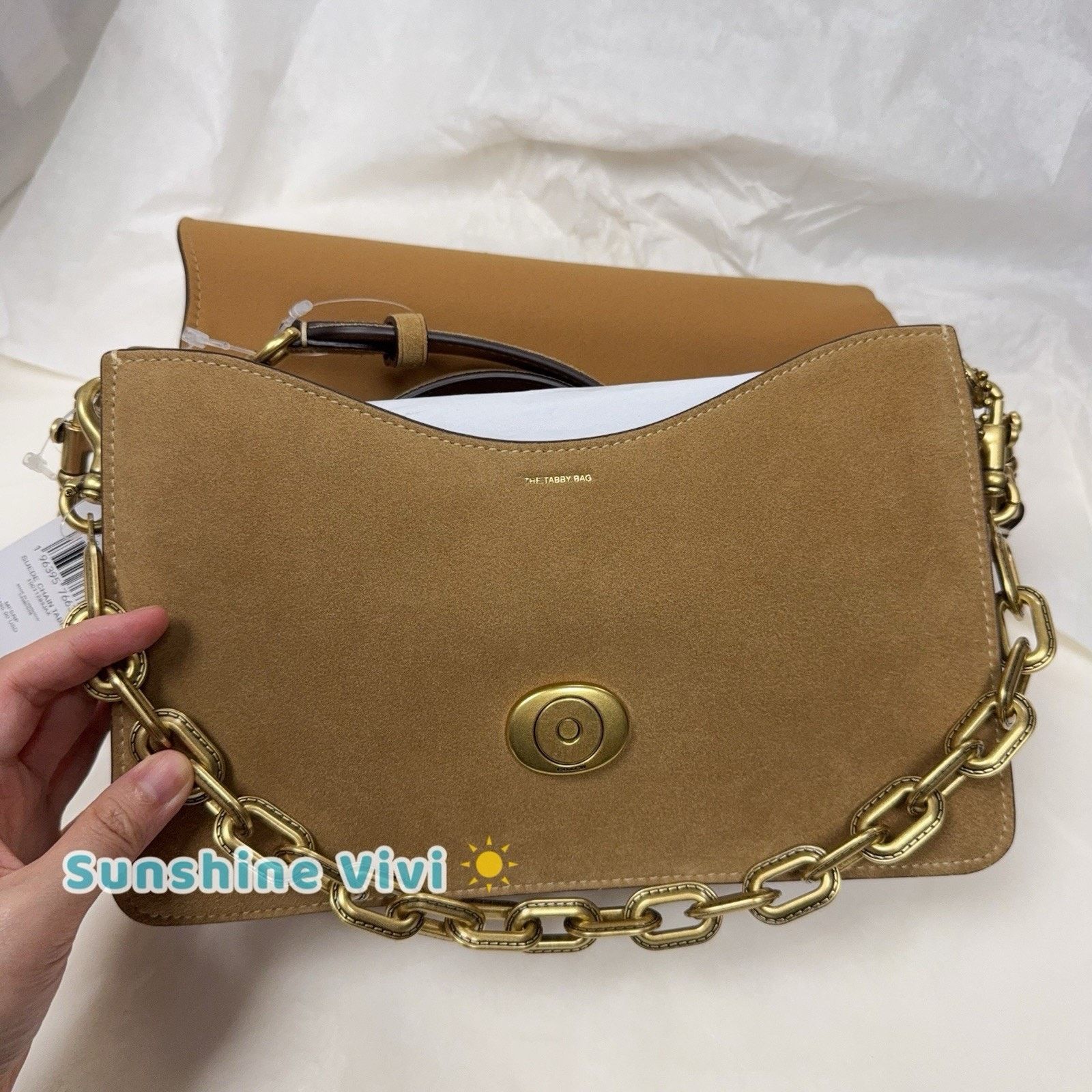 Coach NWT Coach Chain Tabby Shoulder/Hand Suede Chain Sand CAN13 Size ONE SIZE - 11 Thumbnail