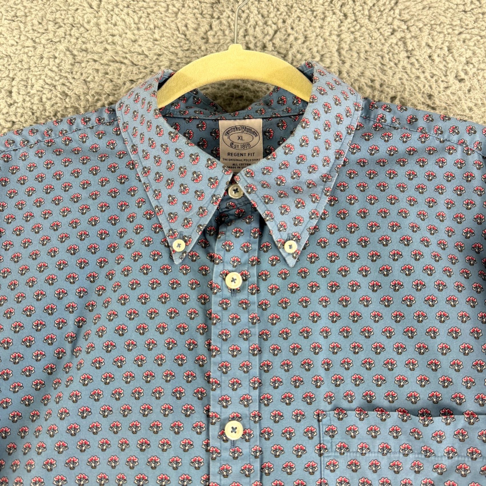 Brooks Brothers Brooks Brothers Regent Fit Button-Down Shirt Men XL Blue Floral Long Sleeve Size US XL / EU 56 / 4 - 2 Thumbnail