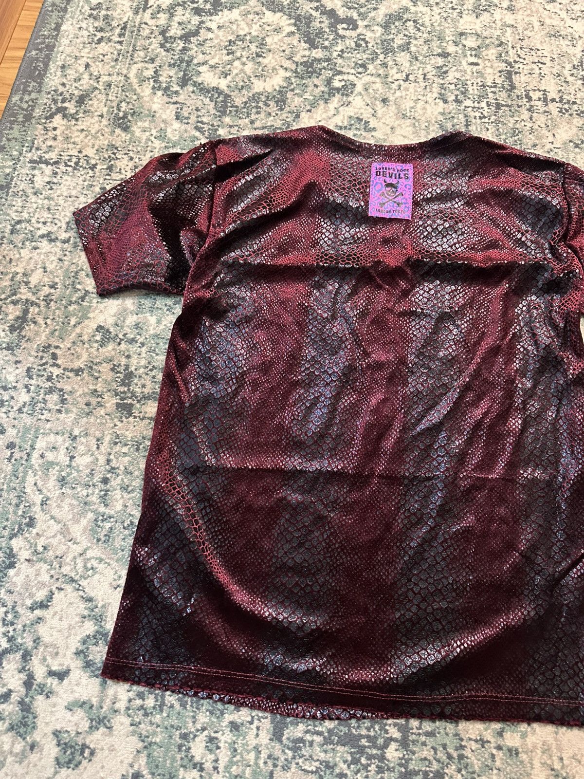 Beauty Beast 1990 - Super Lovers Japan Red Blood Snakeskin Studded Mesh T Size US M / EU 48-50 / 2 - 19 Thumbnail