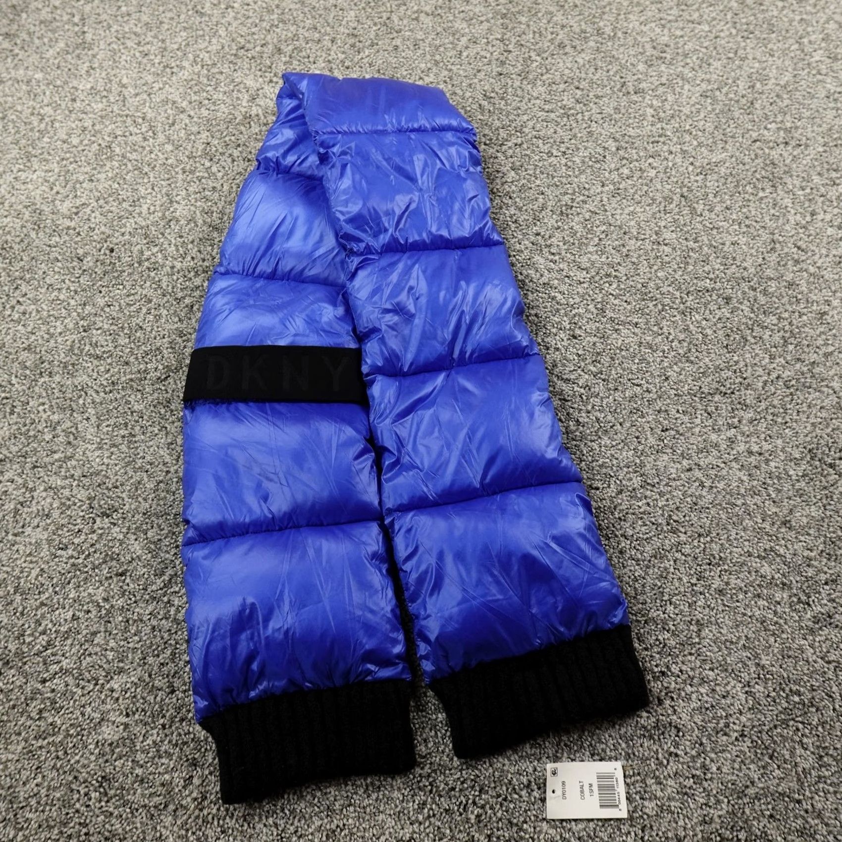 DKNY DKNY Scarf Womens One Size Blue Puffer Quilted Winter Neck Warmer Logo Knit Solid Size ONE SIZE - 5 Thumbnail